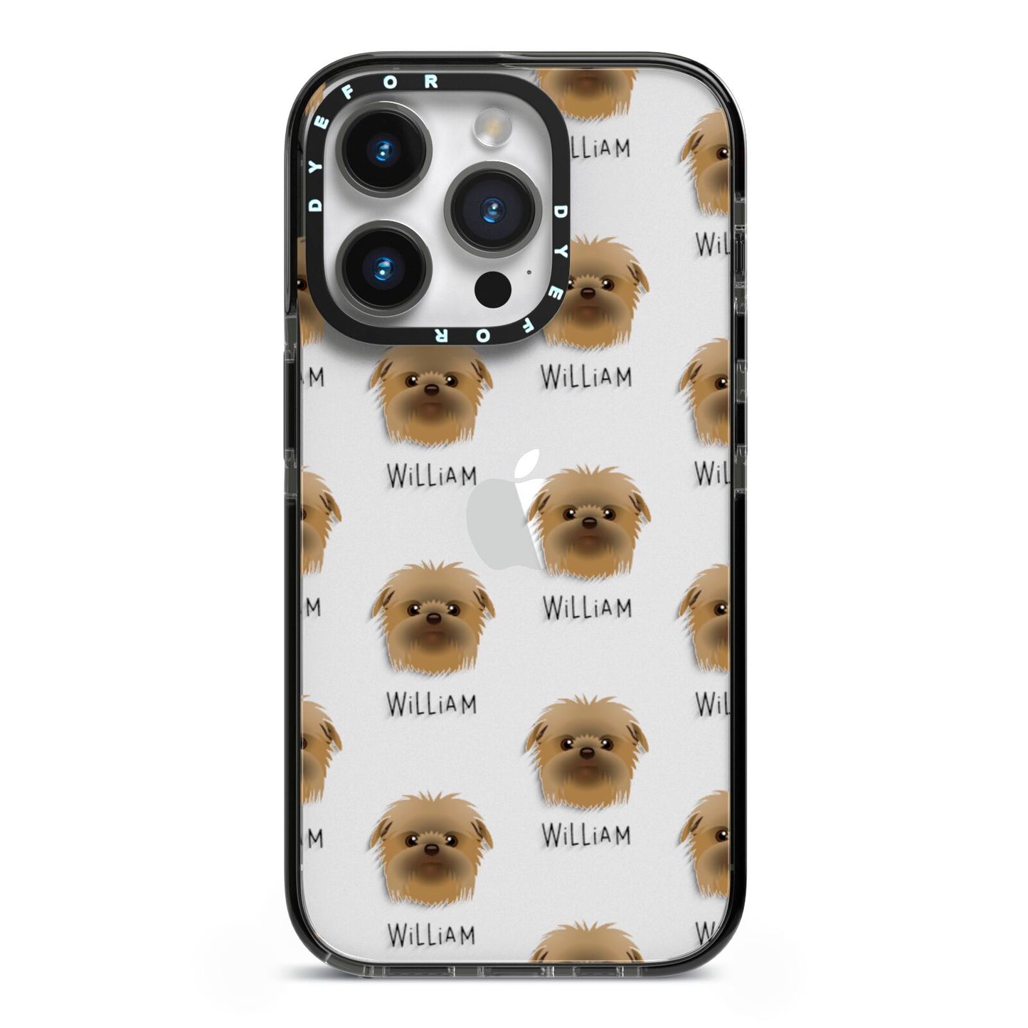 Affenpinscher Icon with Name iPhone 14 Pro Black Impact Case on Silver phone