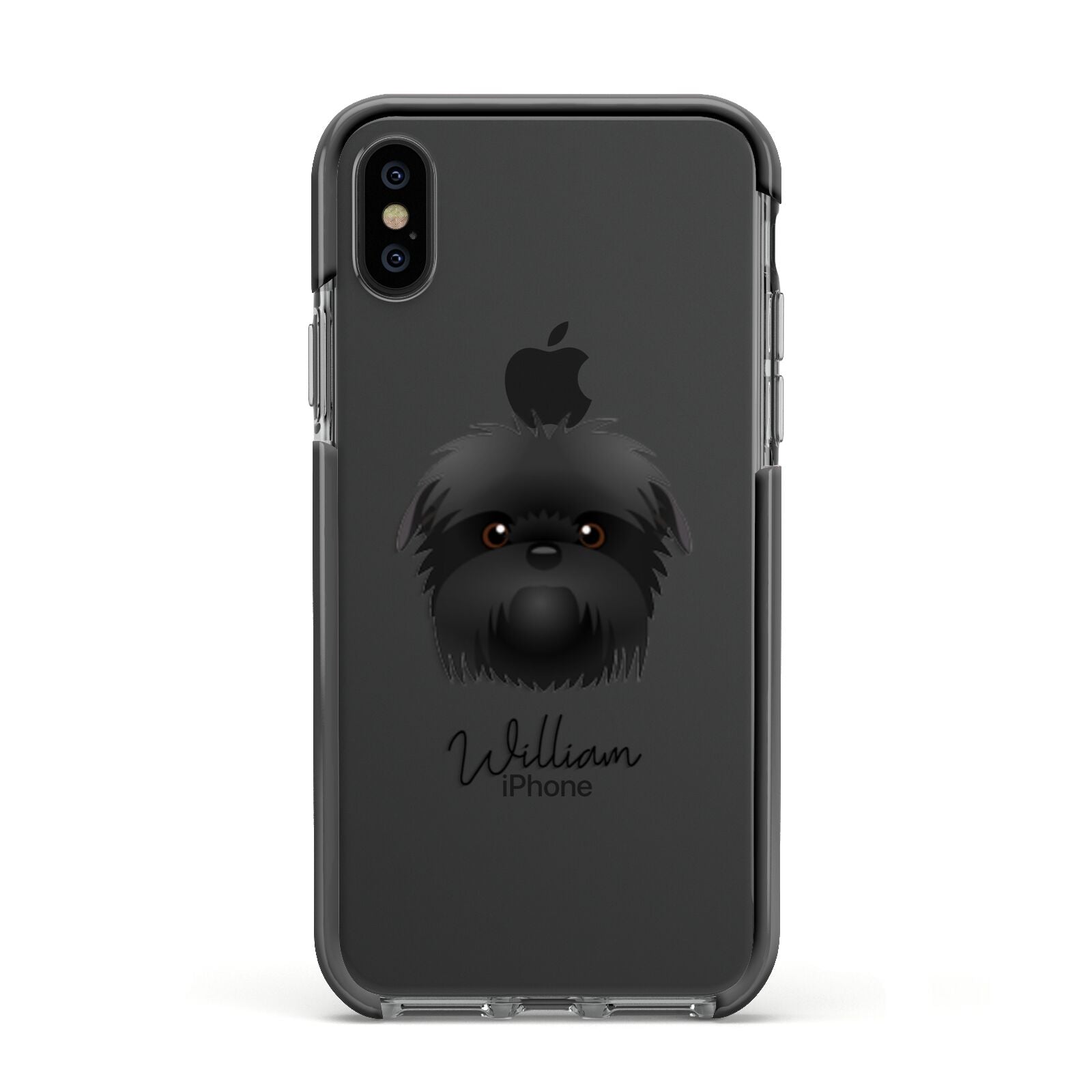 Affenpinscher Personalised Apple iPhone Xs Impact Case Black Edge on Black Phone