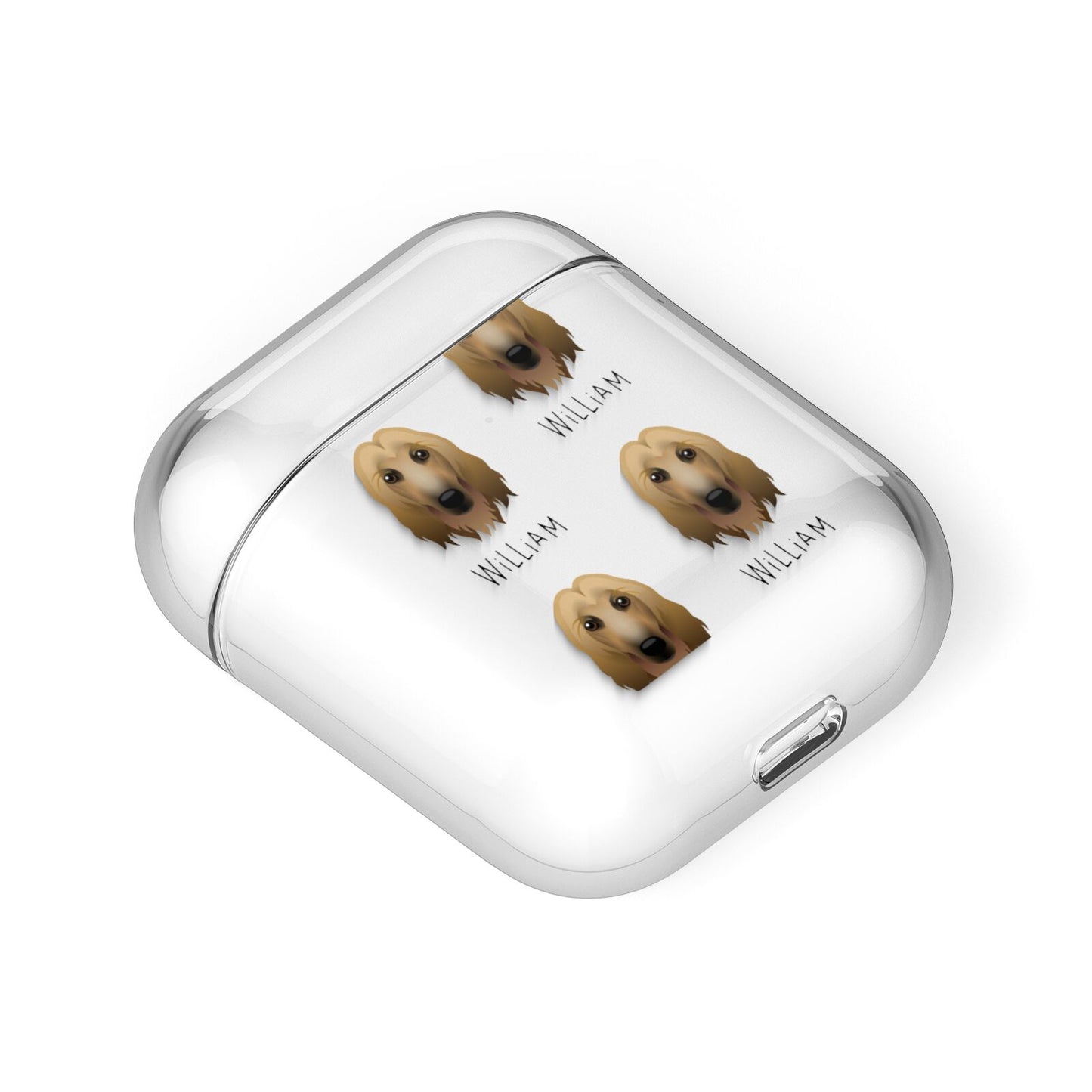Afghan Hound Icon with Name AirPods Case Laid Flat