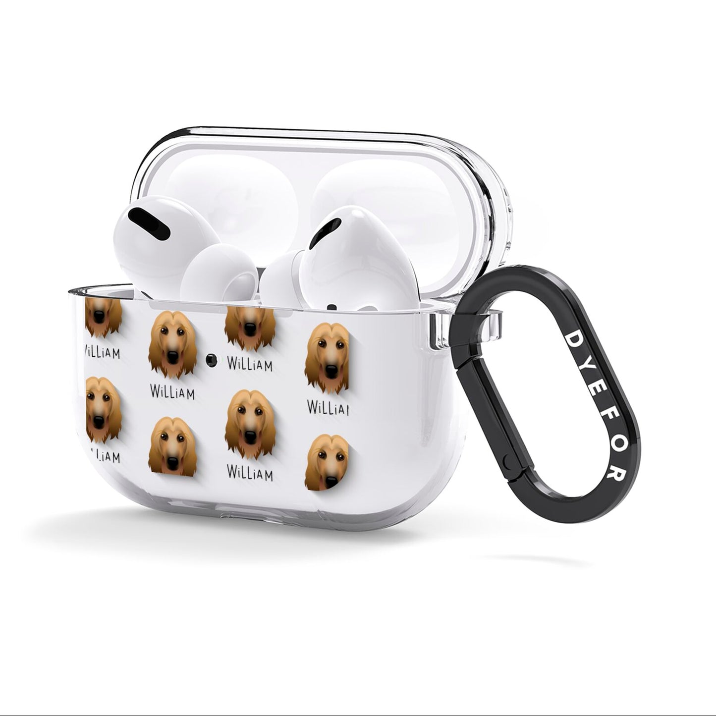 Afghan Hound Icon with Name AirPods Clear Case 3rd Gen Side Image