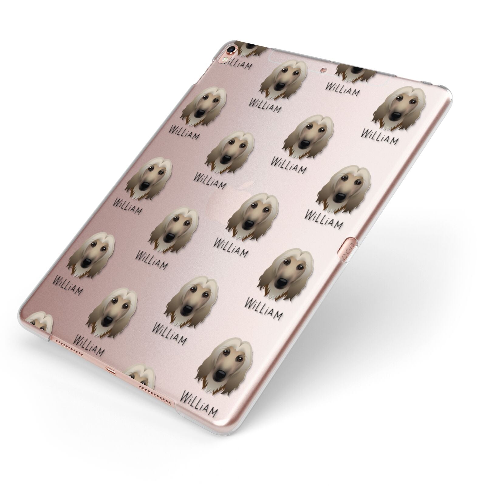 Afghan Hound Icon with Name Apple iPad Case on Rose Gold iPad Side View
