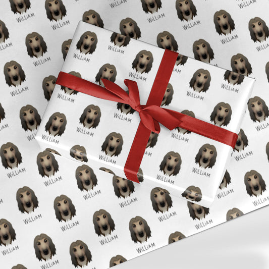 Afghan Hound Icon with Name Custom Wrapping Paper