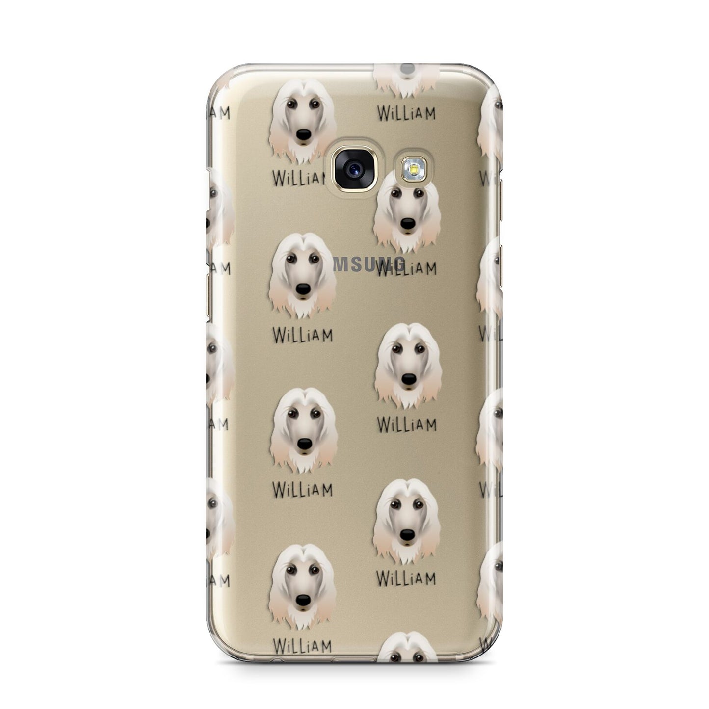 Afghan Hound Icon with Name Samsung Galaxy A3 2017 Case on gold phone