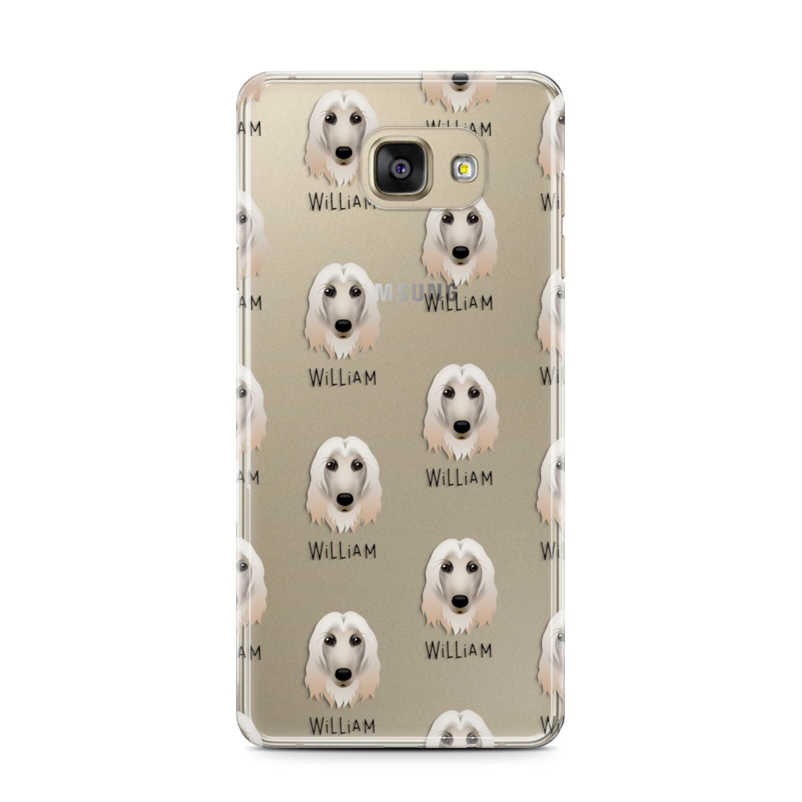Afghan Hound Icon with Name Samsung Galaxy A7 2016 Case on gold phone
