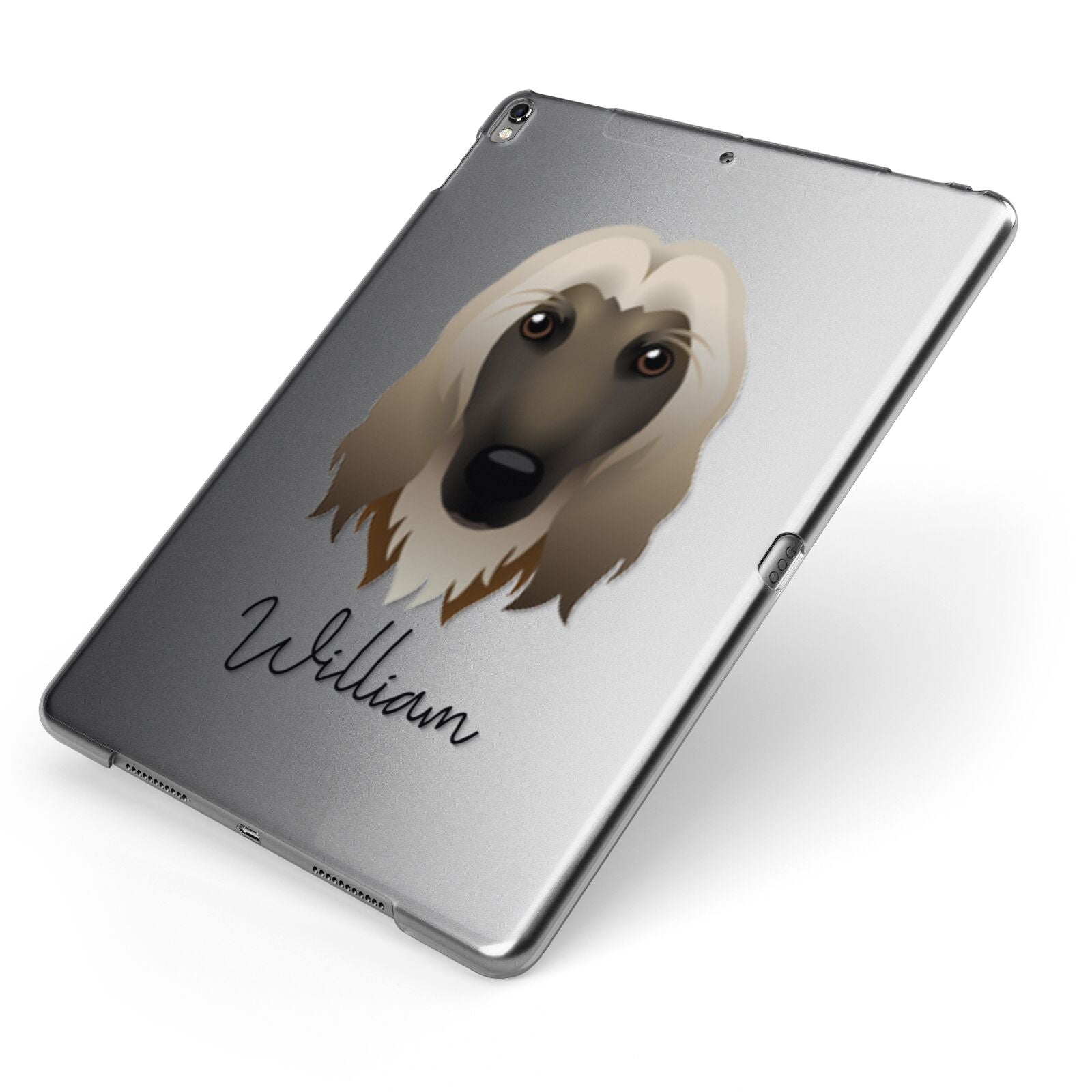 Afghan Hound Personalised Apple iPad Case on Grey iPad Side View