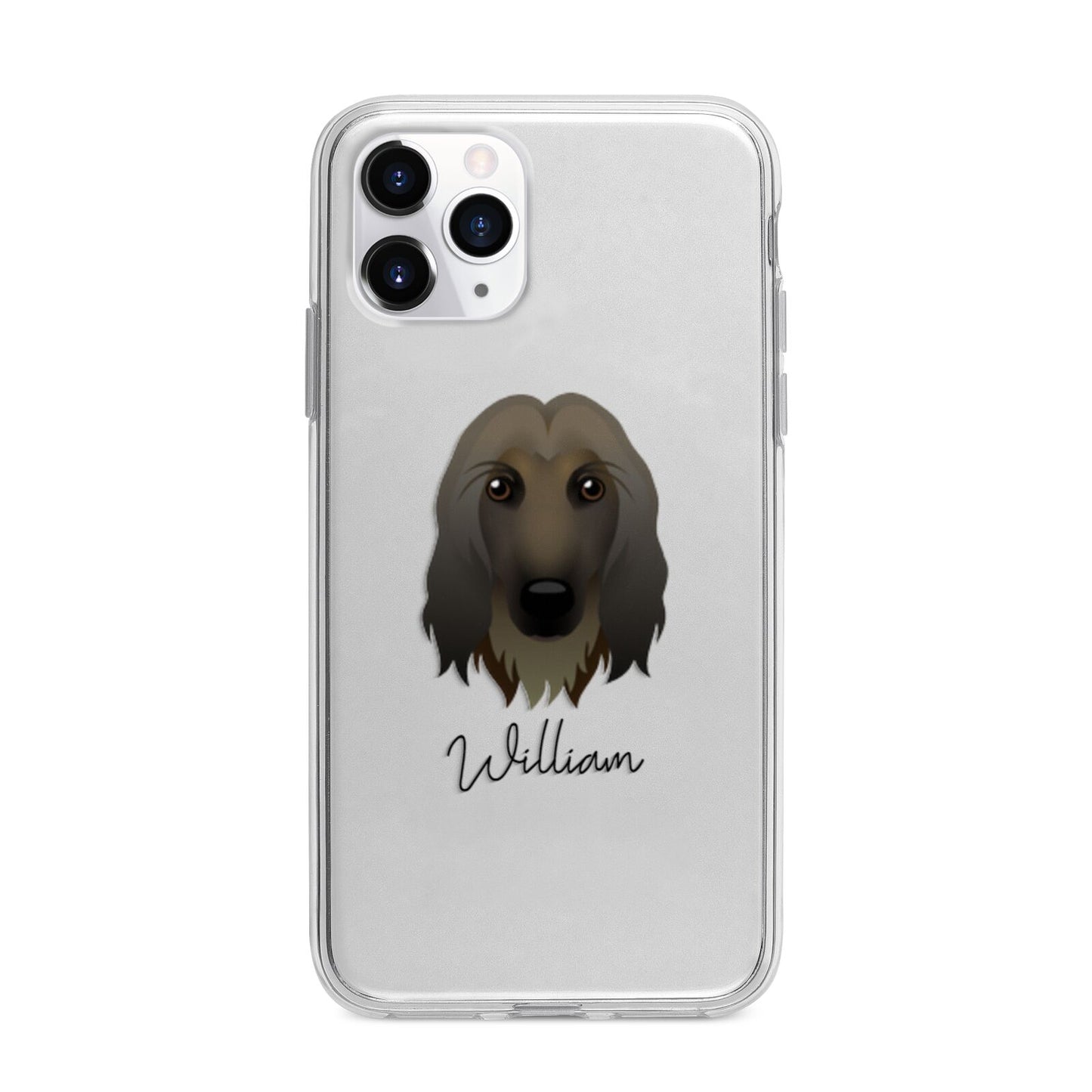 Afghan Hound Personalised Apple iPhone 11 Pro in Silver with Bumper Case