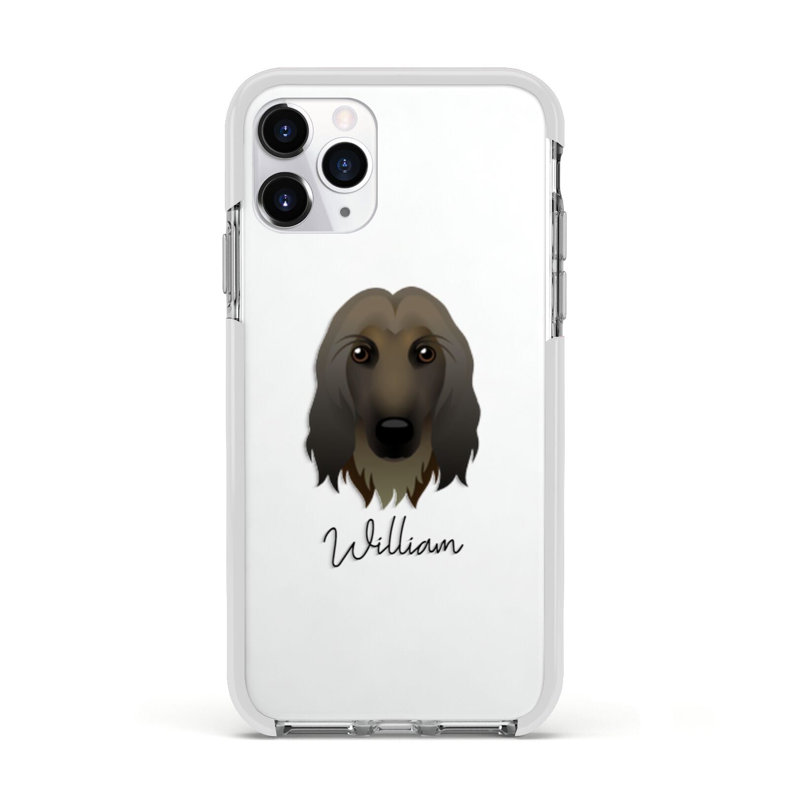Afghan Hound Personalised Apple iPhone 11 Pro in Silver with White Impact Case