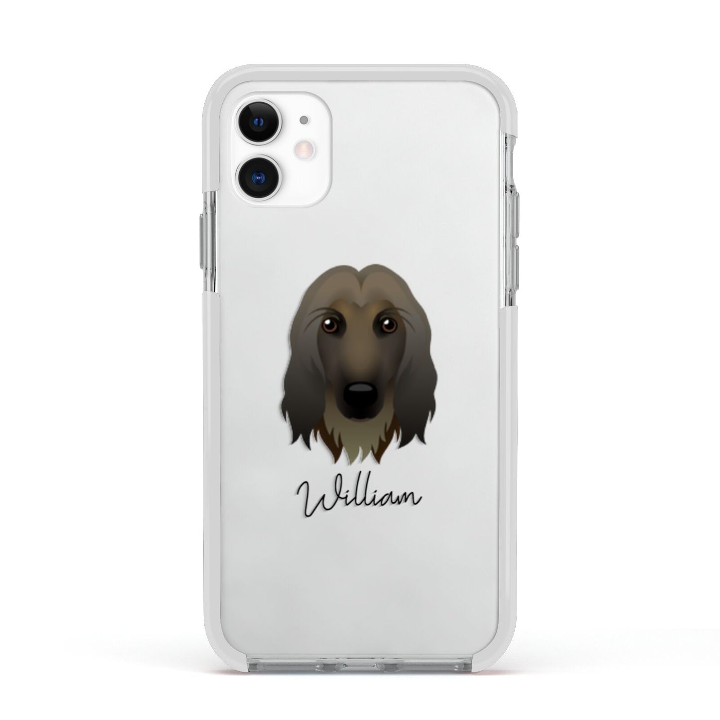 Afghan Hound Personalised Apple iPhone 11 in White with White Impact Case