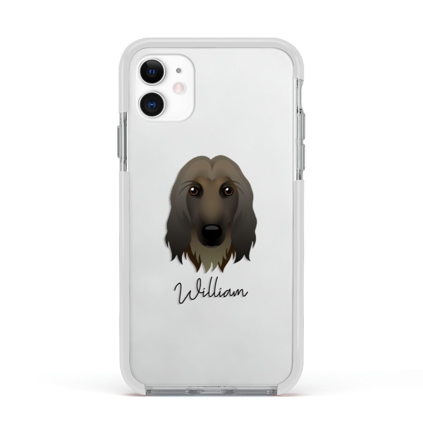 Afghan Hound Personalised Apple iPhone 11 in White with White Impact Case
