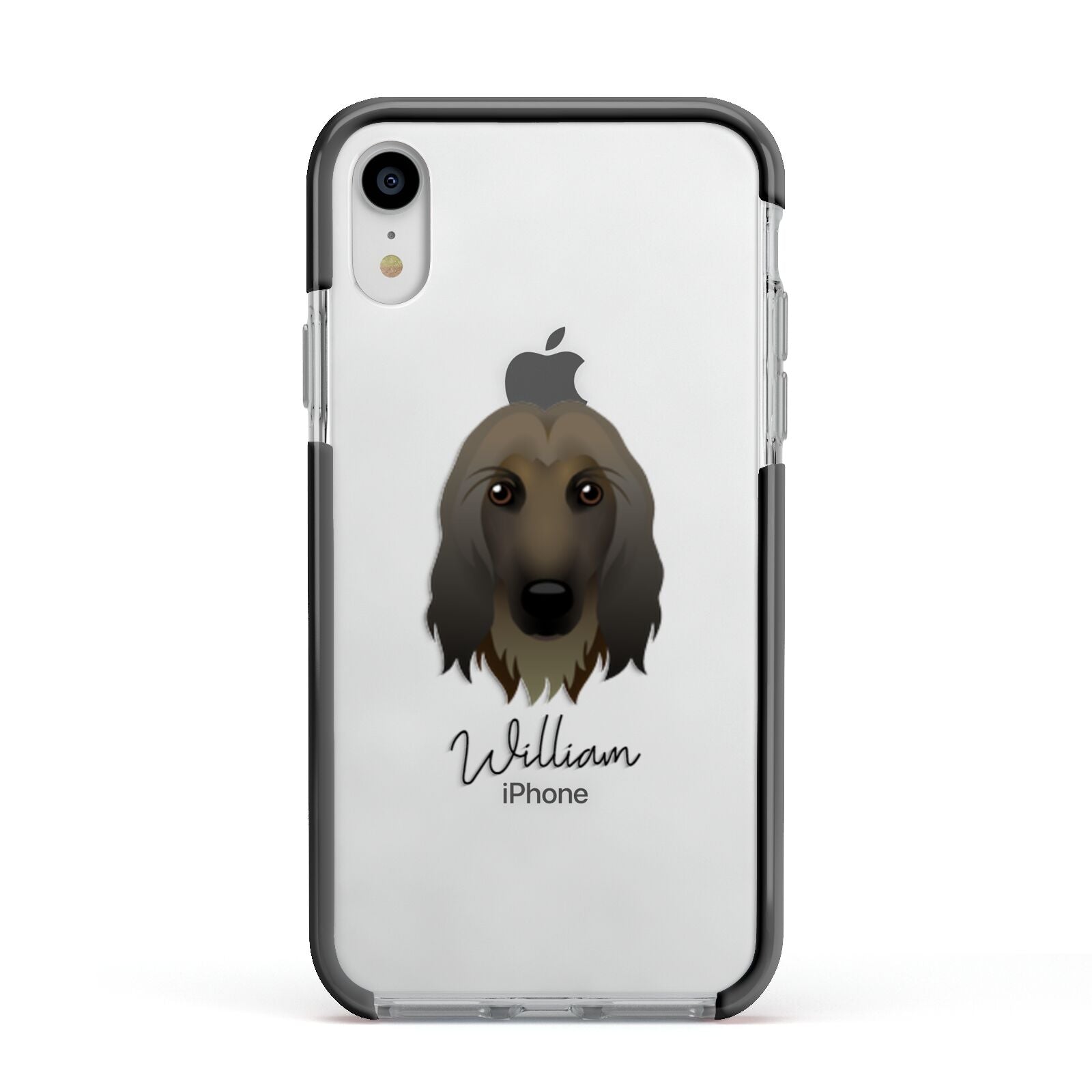Afghan Hound Personalised Apple iPhone XR Impact Case Black Edge on Silver Phone