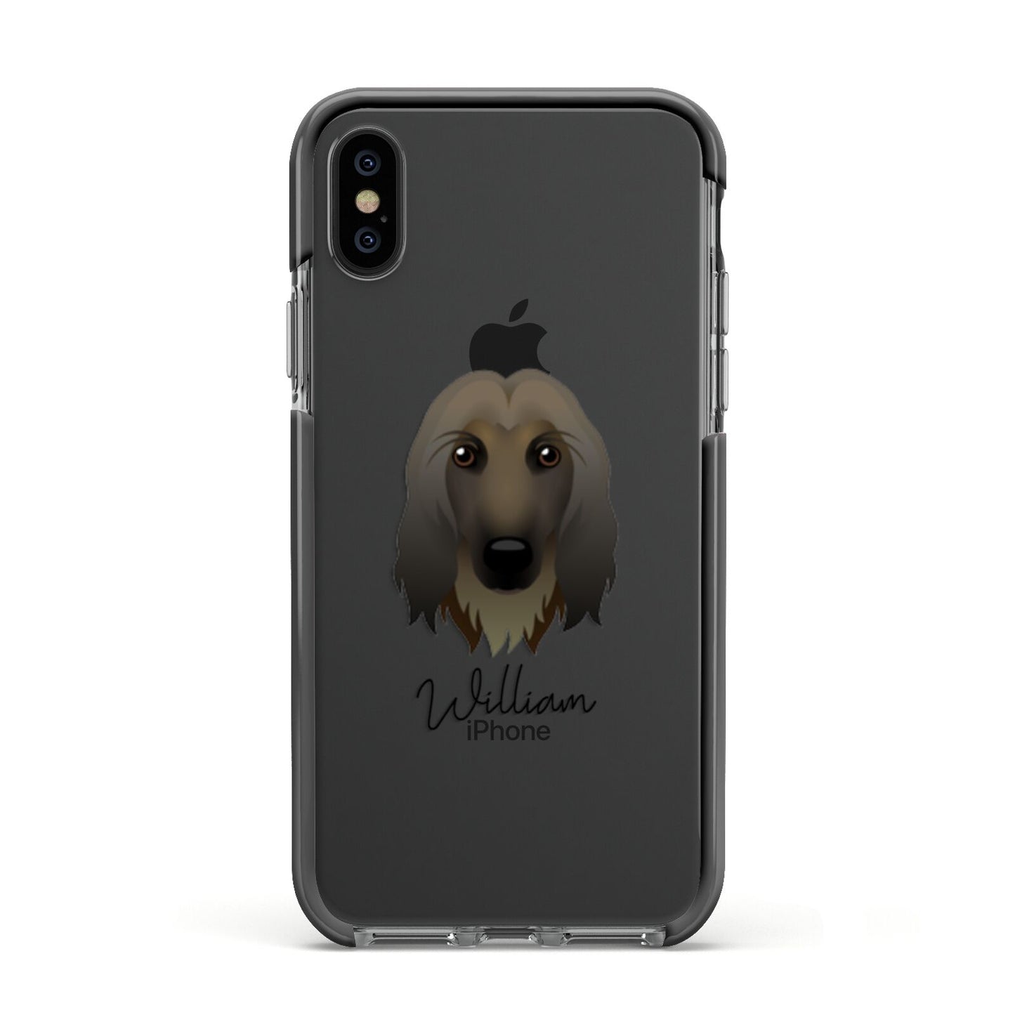 Afghan Hound Personalised Apple iPhone Xs Impact Case Black Edge on Black Phone