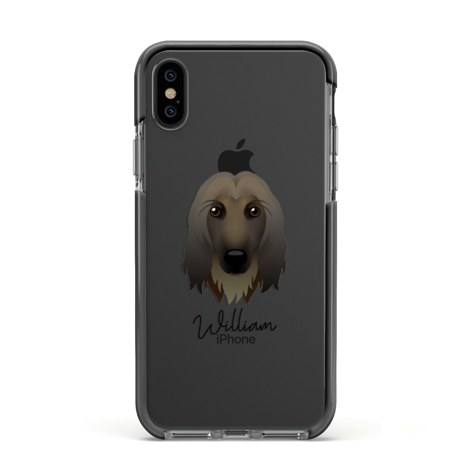 Afghan Hound Personalised Apple iPhone Xs Impact Case Black Edge on Black Phone