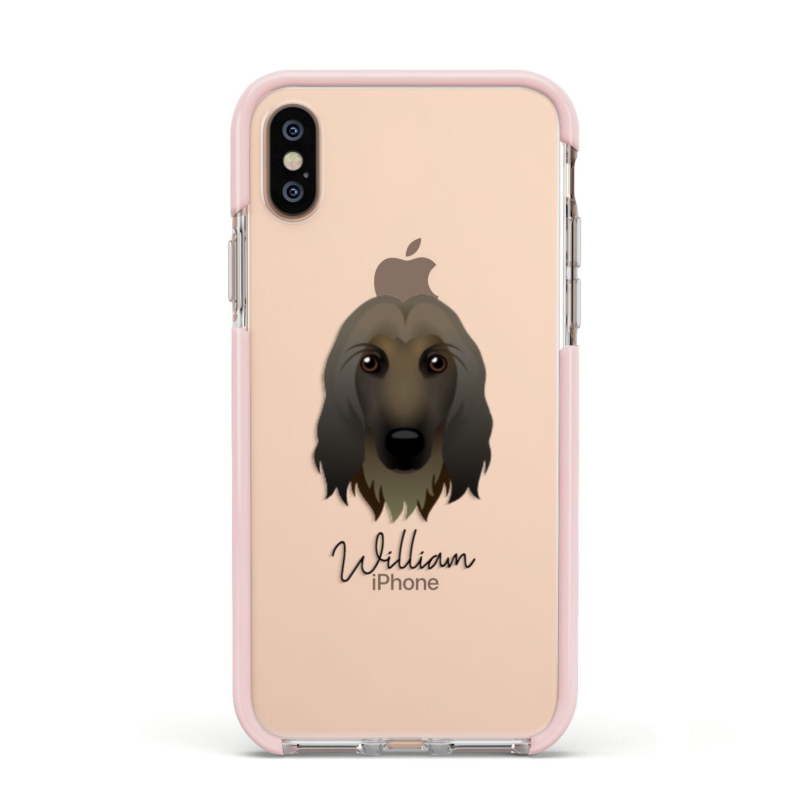 Afghan Hound Personalised Apple iPhone Xs Impact Case Pink Edge on Gold Phone