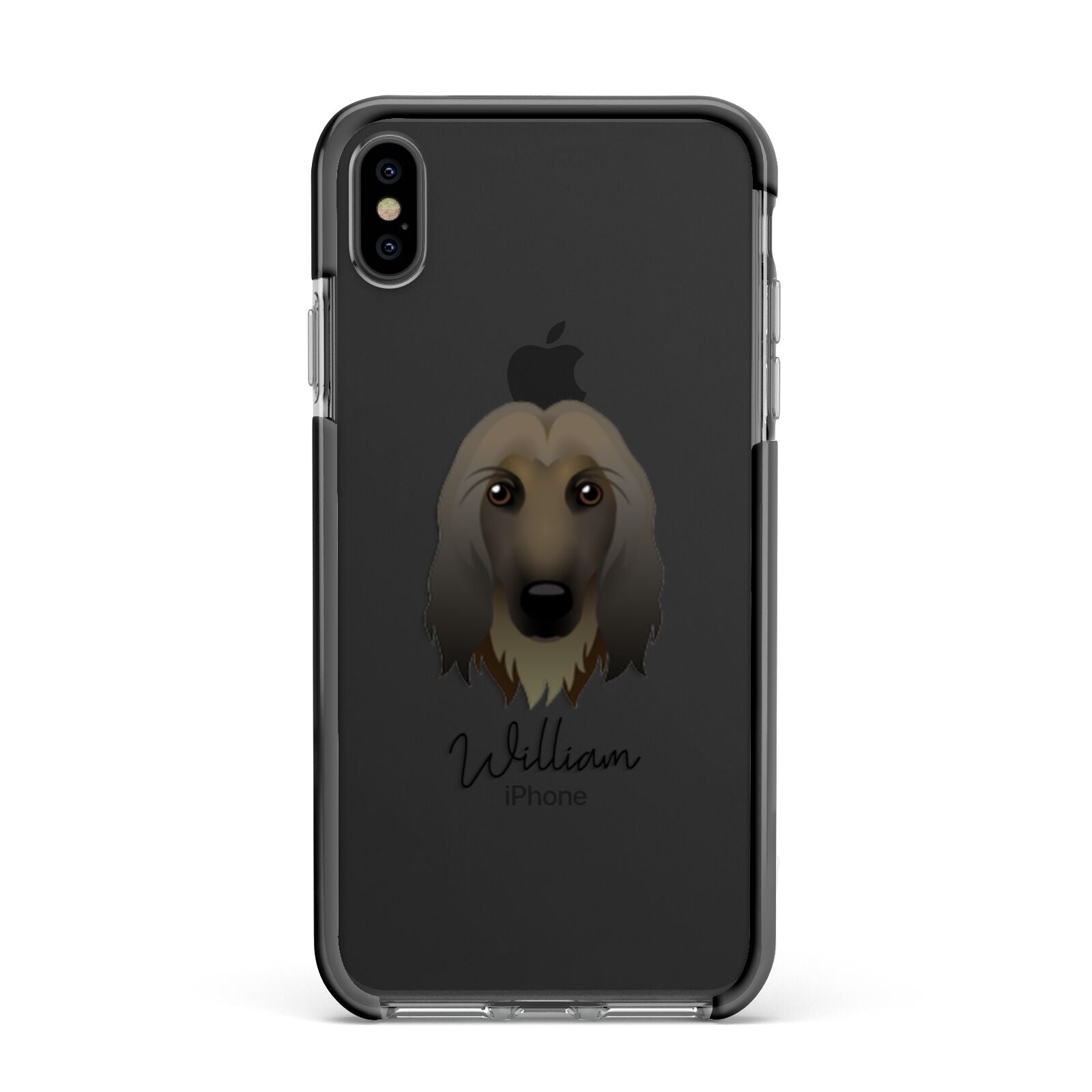 Afghan Hound Personalised Apple iPhone Xs Max Impact Case Black Edge on Black Phone