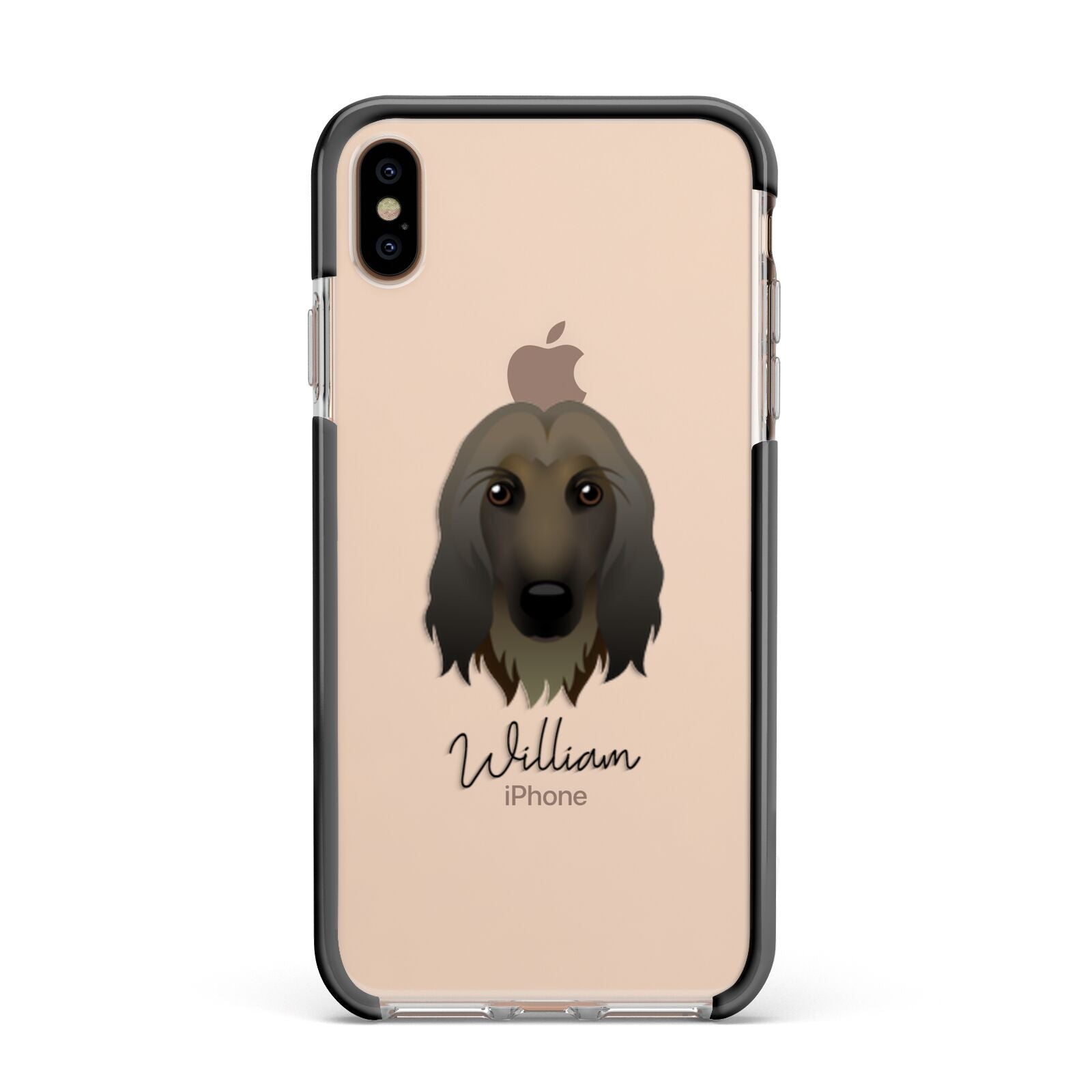 Afghan Hound Personalised Apple iPhone Xs Max Impact Case Black Edge on Gold Phone