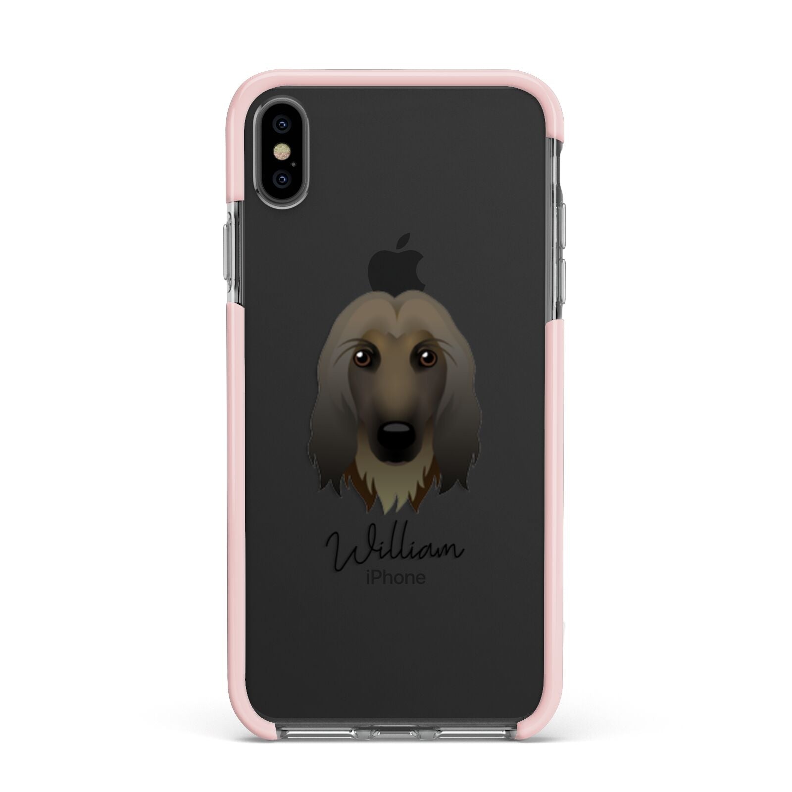 Afghan Hound Personalised Apple iPhone Xs Max Impact Case Pink Edge on Black Phone