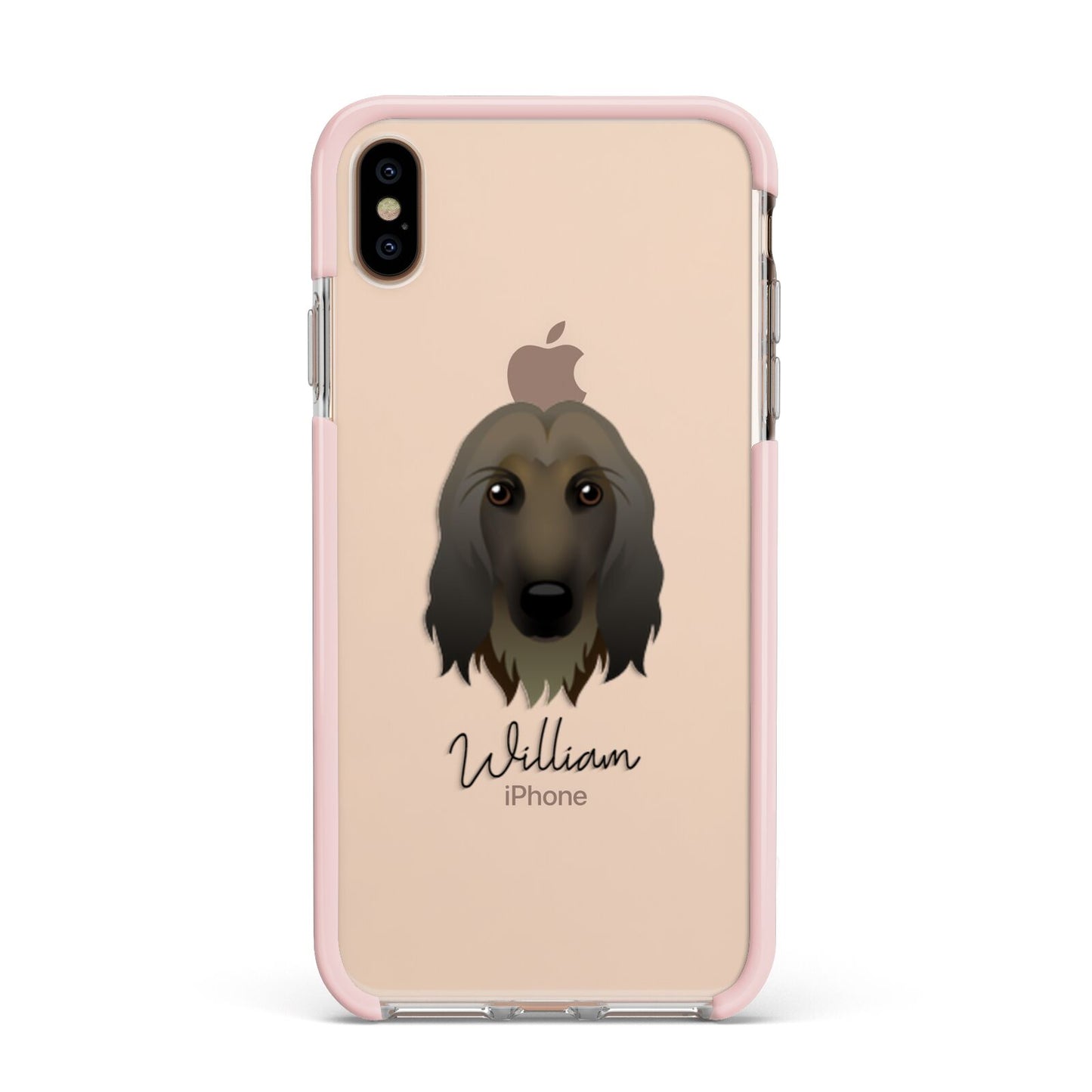 Afghan Hound Personalised Apple iPhone Xs Max Impact Case Pink Edge on Gold Phone
