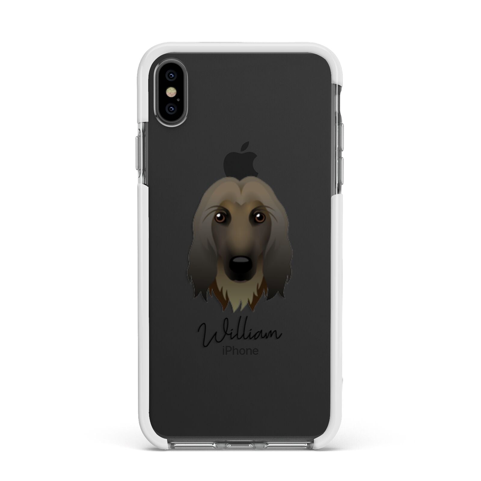 Afghan Hound Personalised Apple iPhone Xs Max Impact Case White Edge on Black Phone
