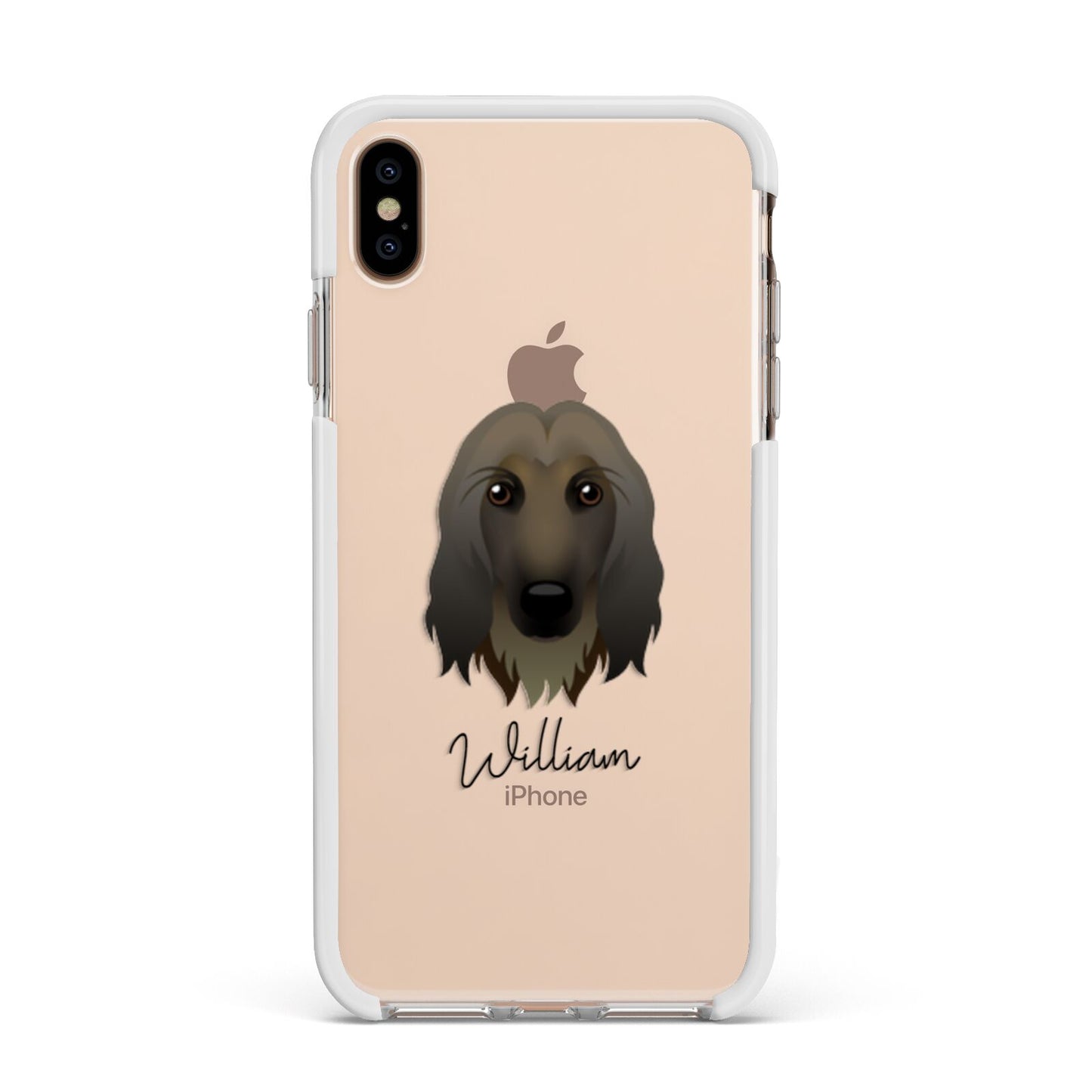 Afghan Hound Personalised Apple iPhone Xs Max Impact Case White Edge on Gold Phone