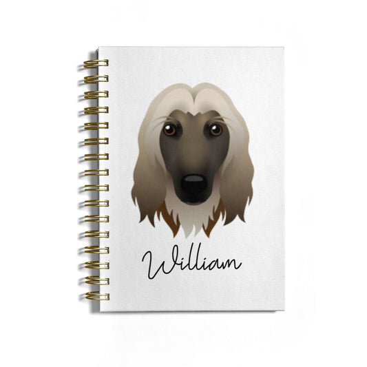 Afghan Hound Personalised Notebook with Gold Coil
