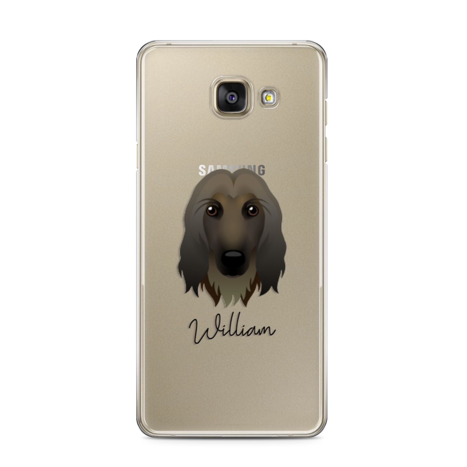 Afghan Hound Personalised Samsung Galaxy A3 2016 Case on gold phone