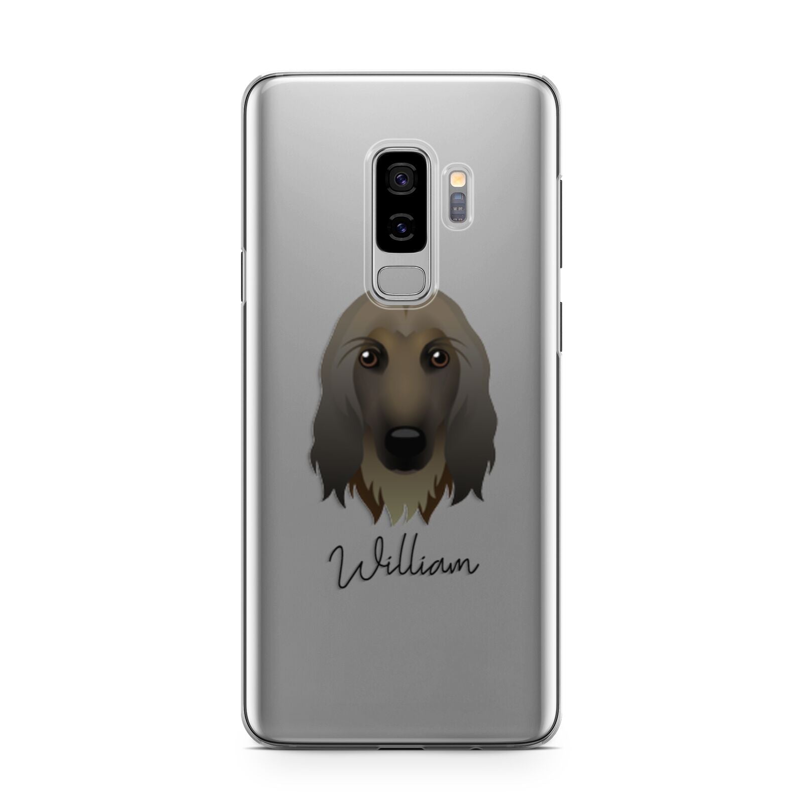 Afghan Hound Personalised Samsung Galaxy S9 Plus Case on Silver phone