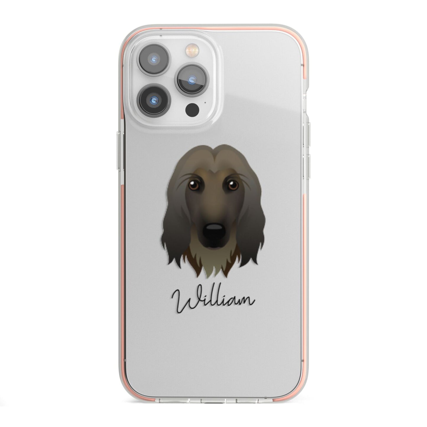 Afghan Hound Personalised iPhone 13 Pro Max TPU Impact Case with Pink Edges