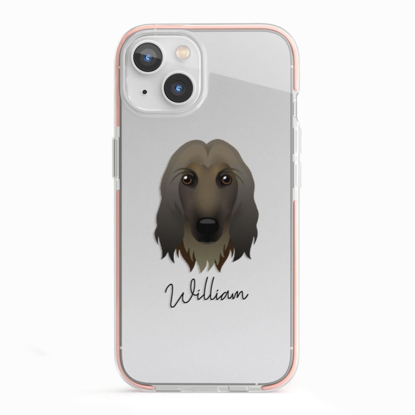 Afghan Hound Personalised iPhone 13 TPU Impact Case with Pink Edges