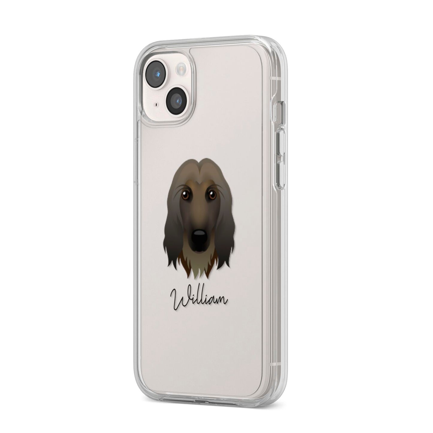 Afghan Hound Personalised iPhone 14 Plus Clear Tough Case Starlight Angled Image