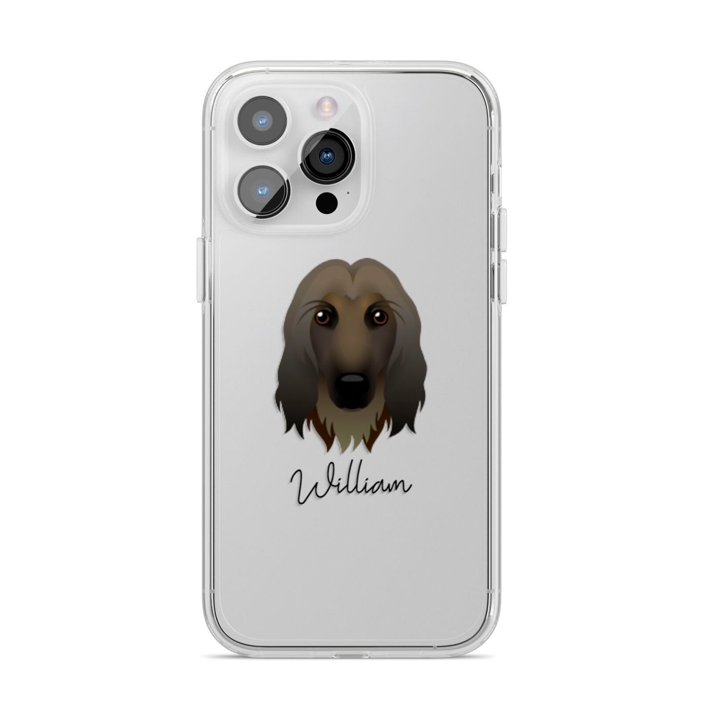 Afghan Hound Personalised iPhone 14 Pro Max Clear Tough Case Silver