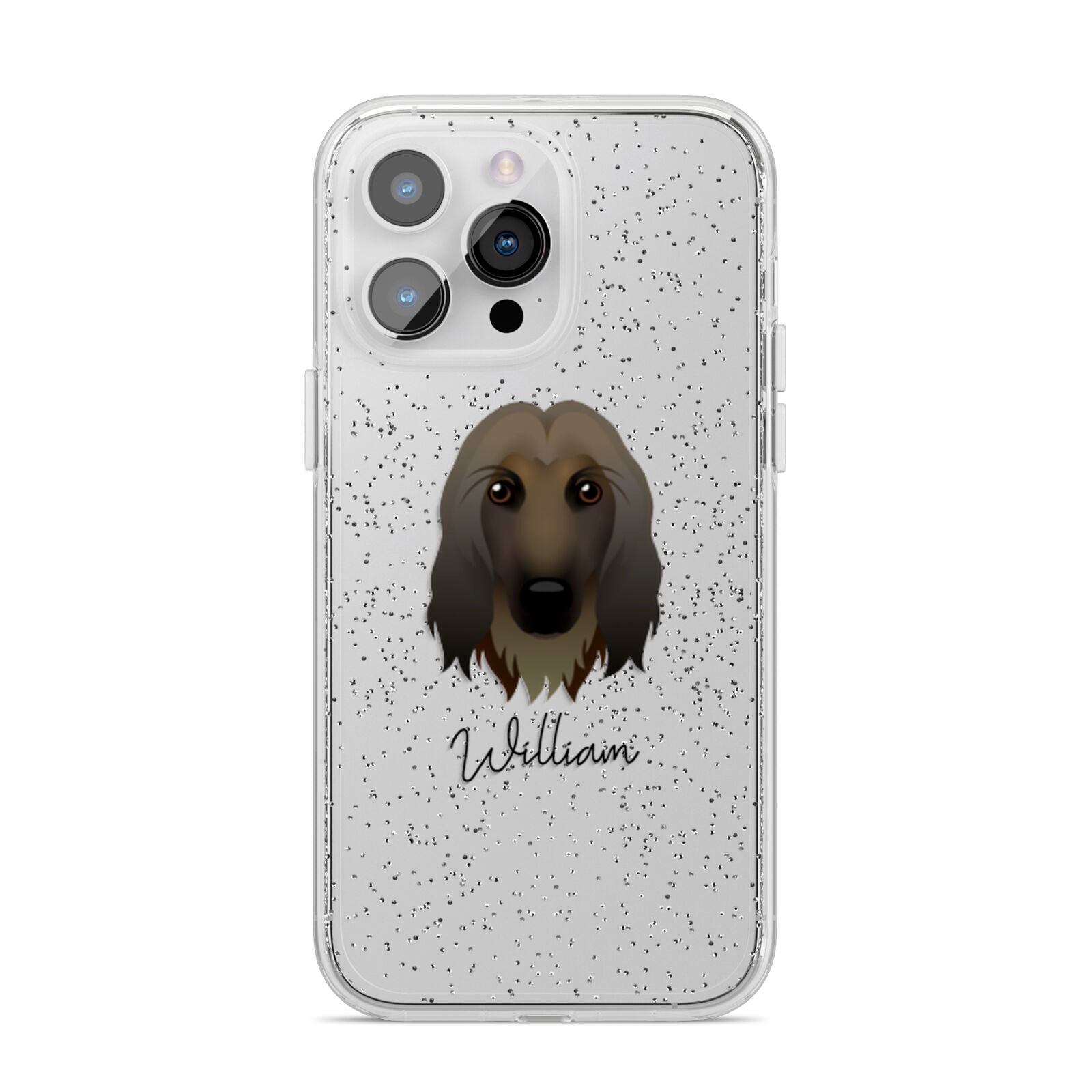 Afghan Hound Personalised iPhone 14 Pro Max Glitter Tough Case Silver