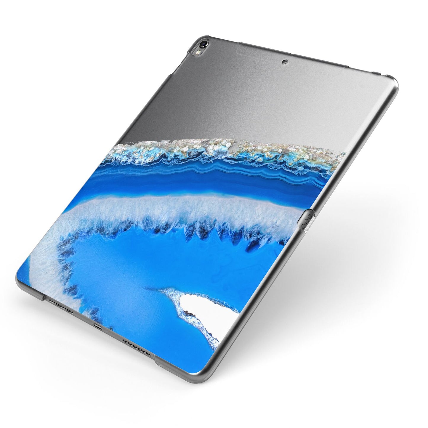 Agate Blue Apple iPad Case on Grey iPad Side View
