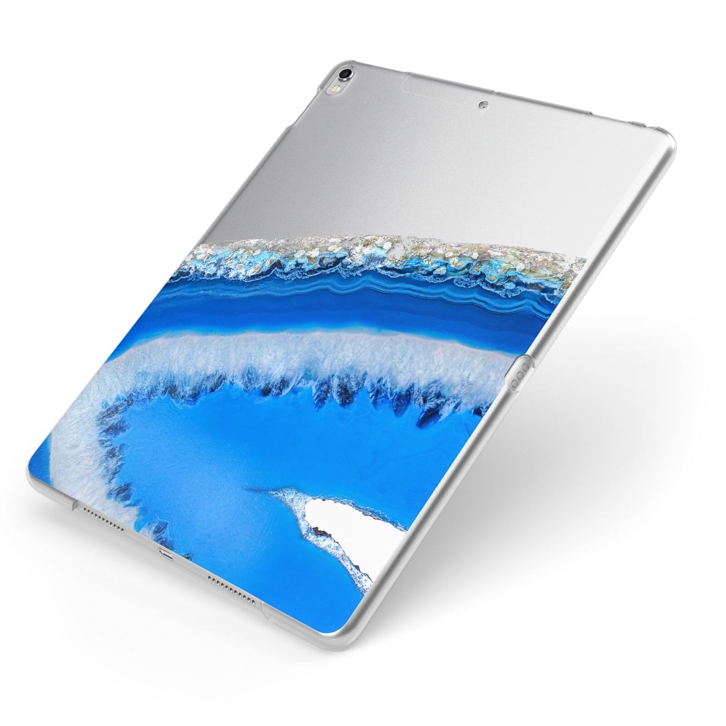 Agate Blue Apple iPad Case on Silver iPad Side View