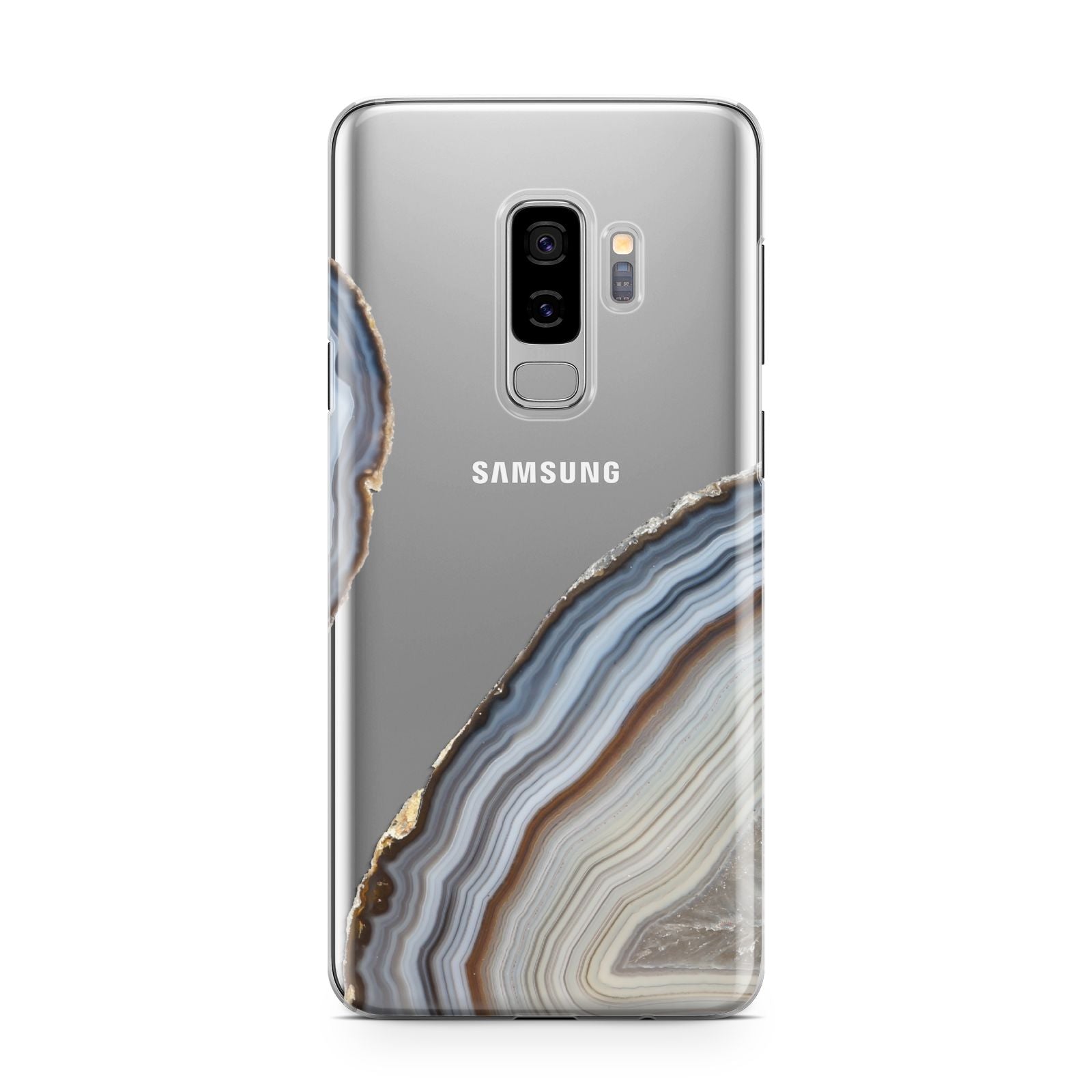 Agate Blue Grey Samsung Galaxy S9 Plus Case on Silver phone
