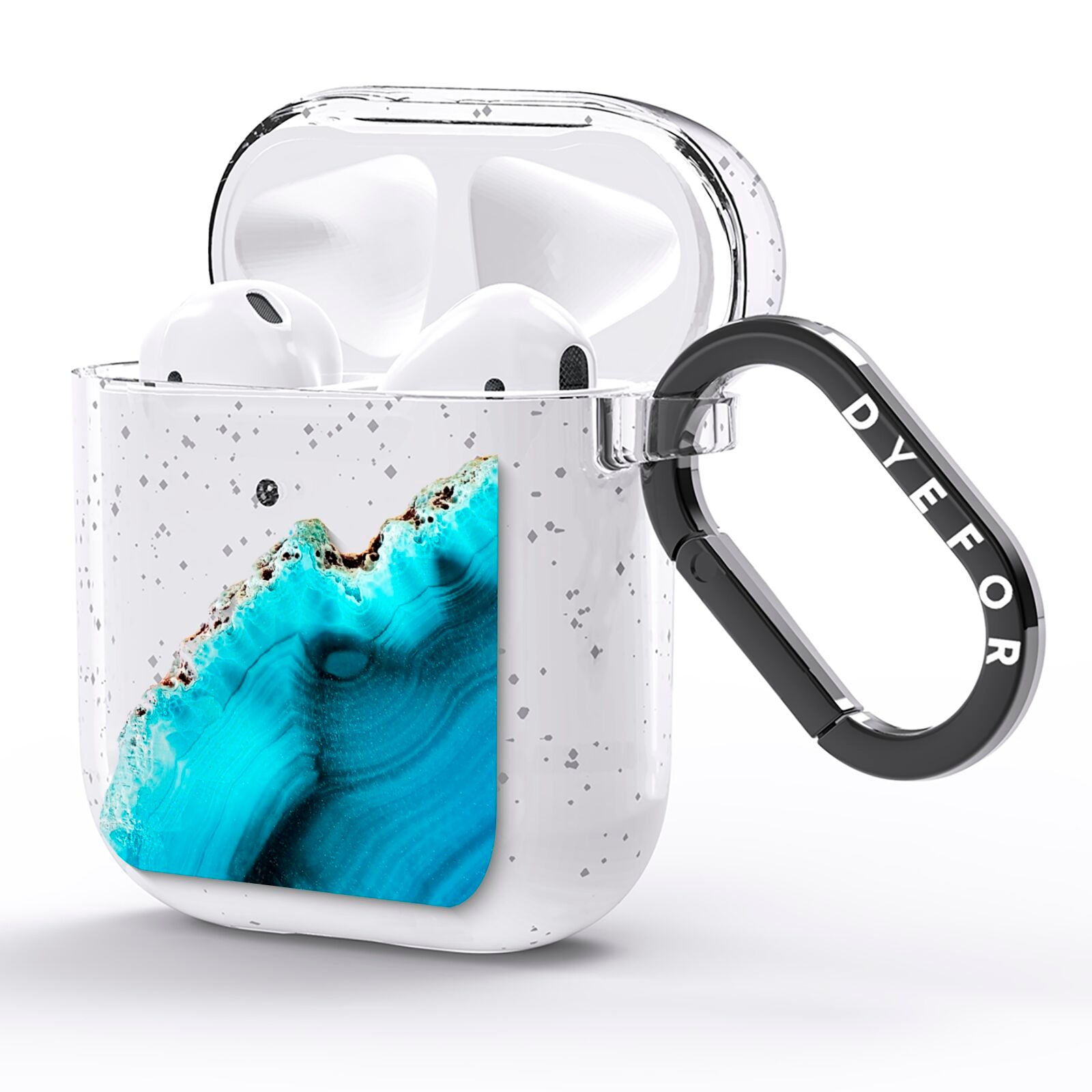 Agate Blue Turquoise AirPods Glitter Case Side Image