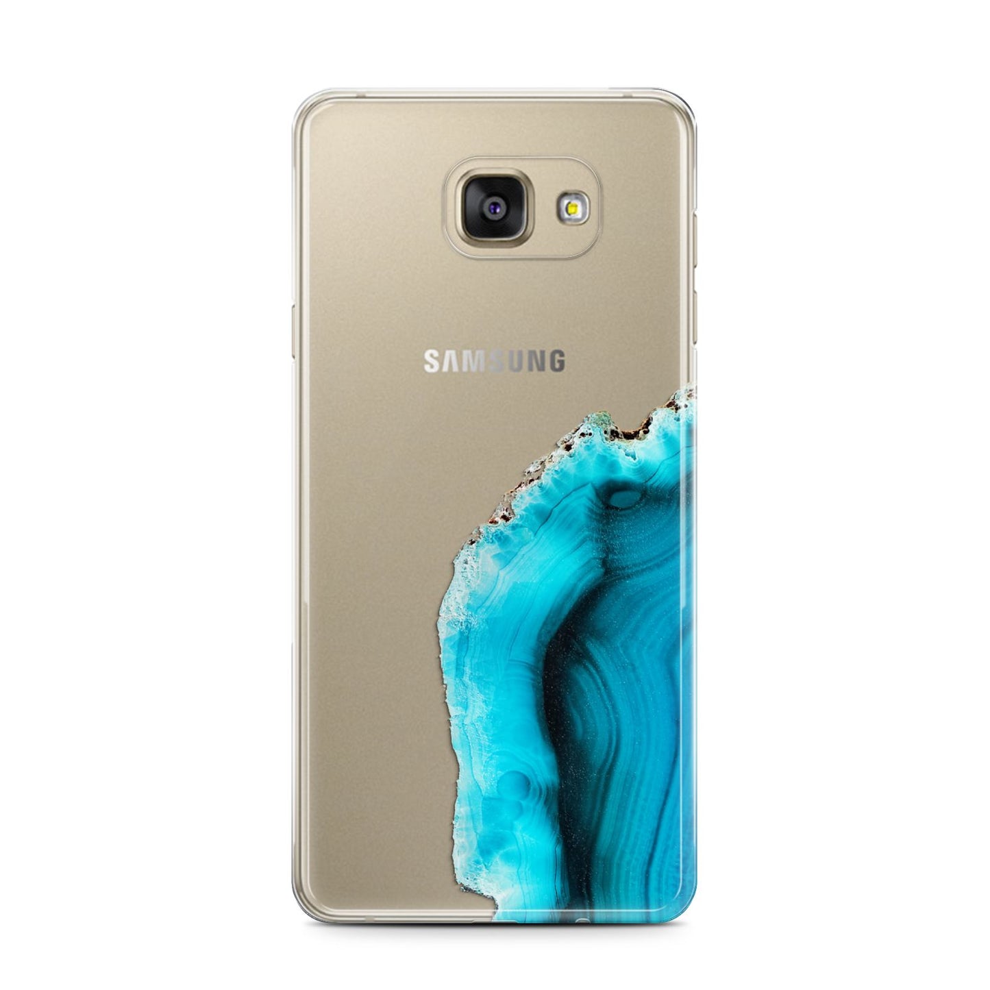 Agate Blue Turquoise Samsung Galaxy A7 2016 Case on gold phone