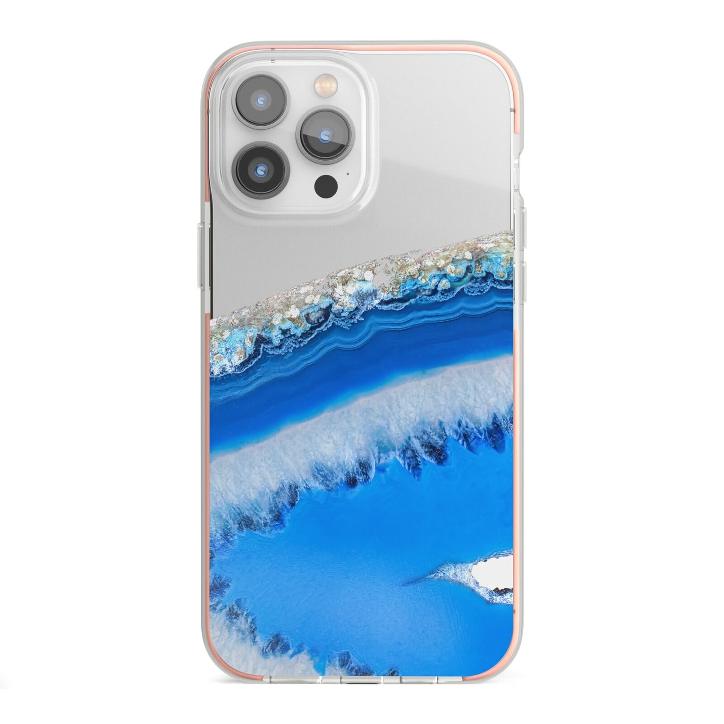Agate Blue iPhone 13 Pro Max TPU Impact Case with Pink Edges
