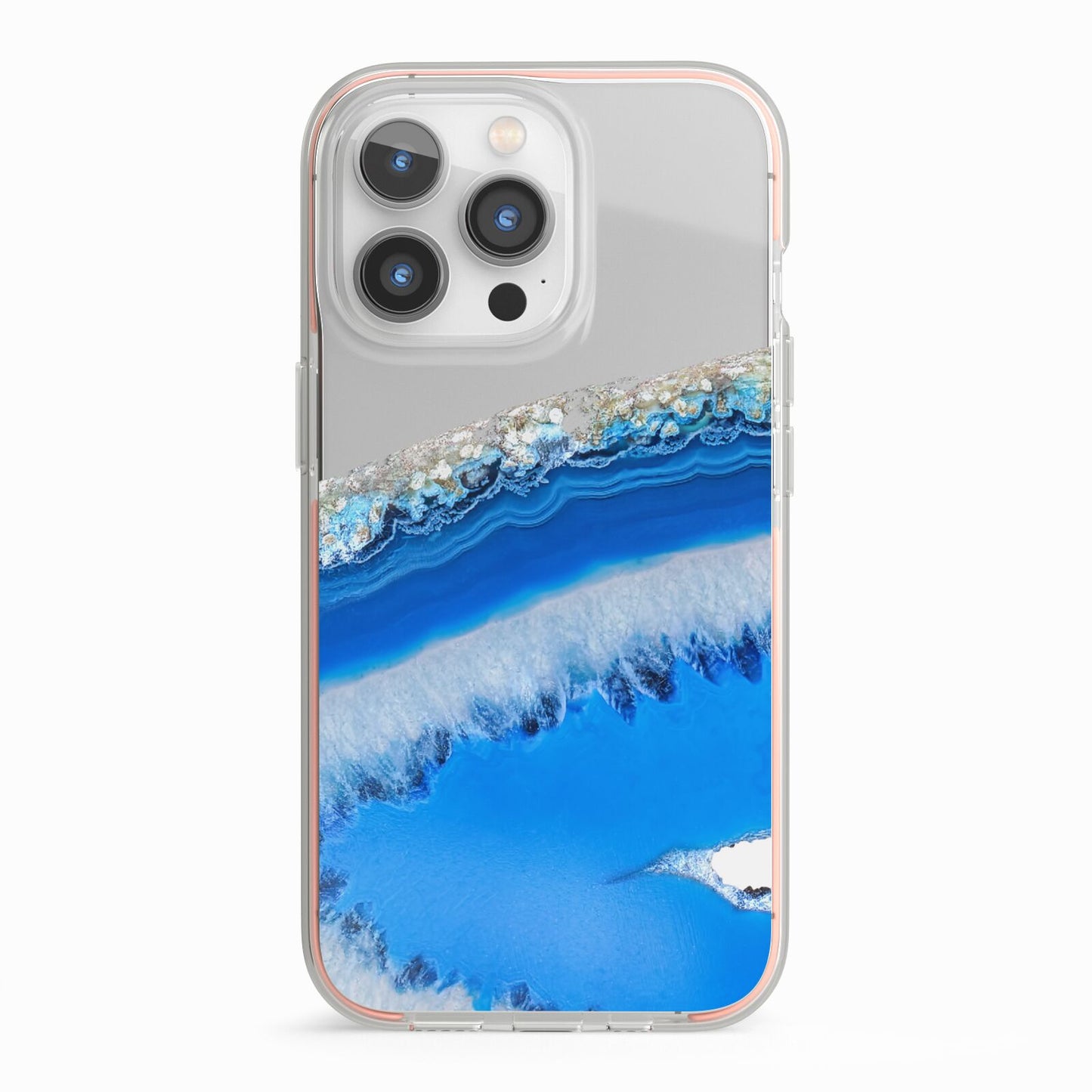 Agate Blue iPhone 13 Pro TPU Impact Case with Pink Edges