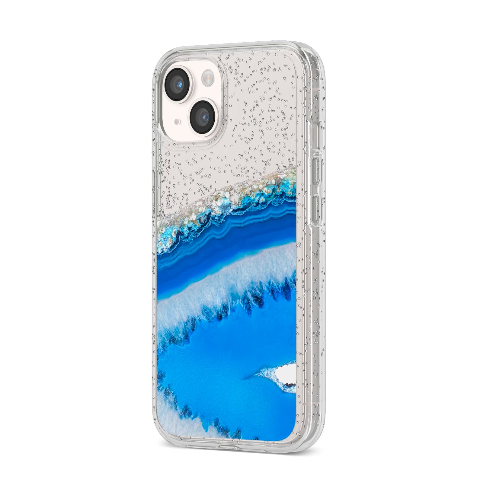 Agate Blue iPhone 14 Glitter Tough Case Starlight Angled Image