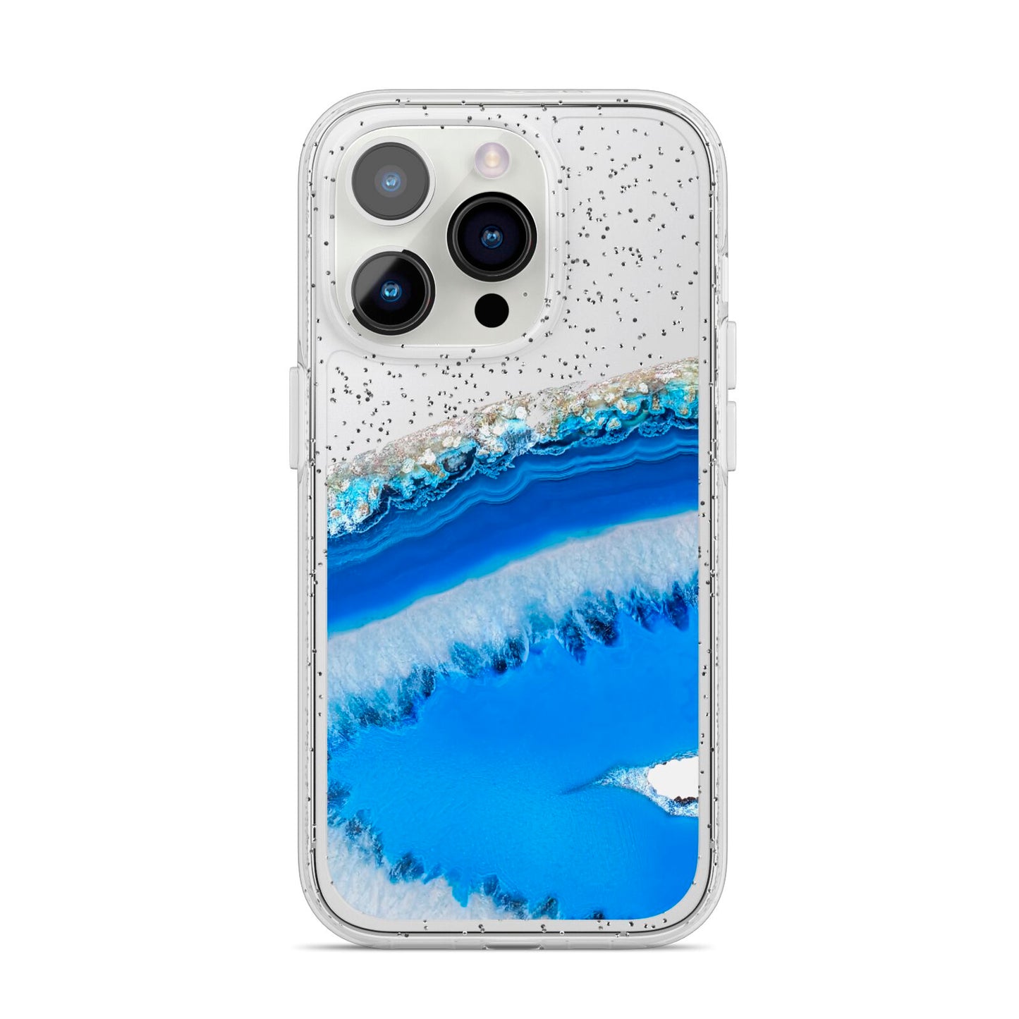 Agate Blue iPhone 14 Pro Glitter Tough Case Silver