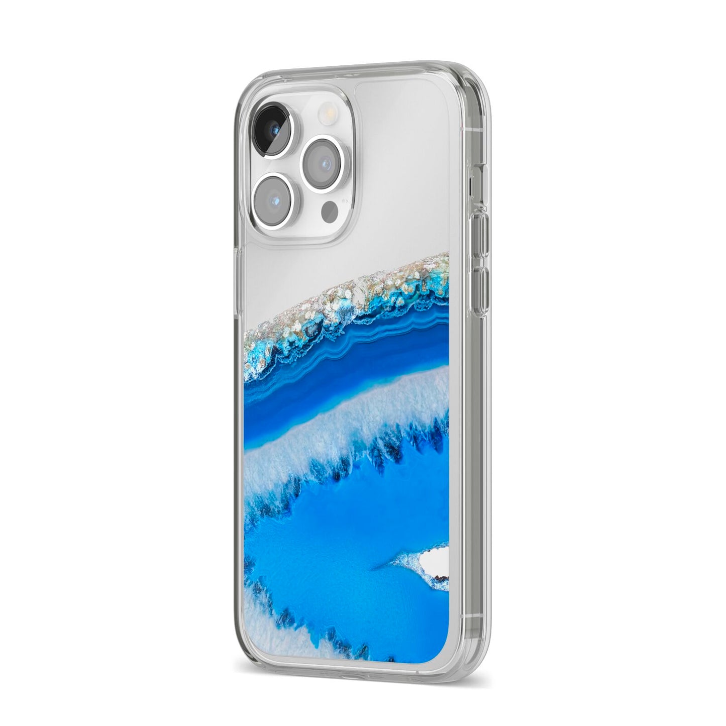 Agate Blue iPhone 14 Pro Max Clear Tough Case Silver Angled Image