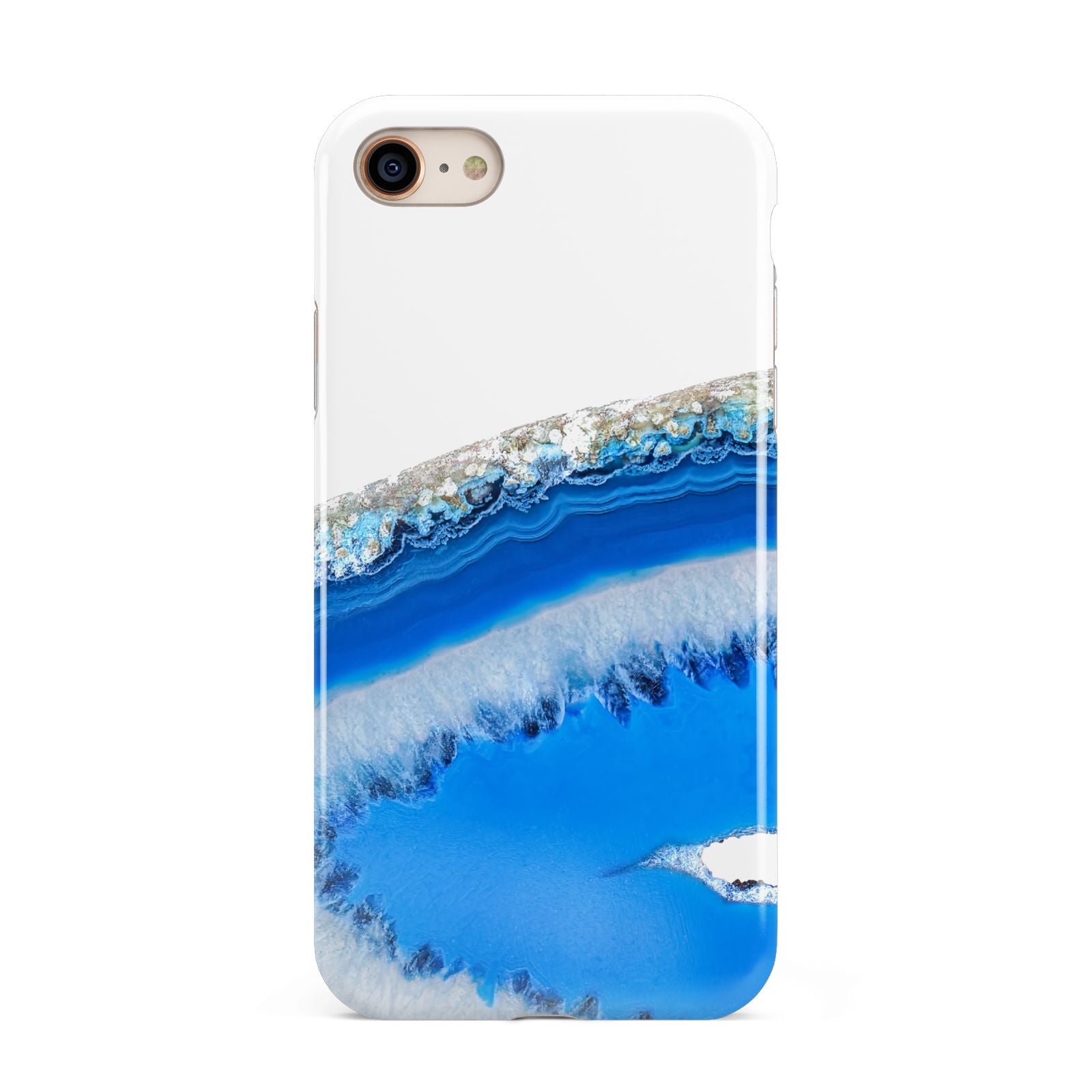 Agate Blue iPhone 8 3D Tough Case on Gold Phone