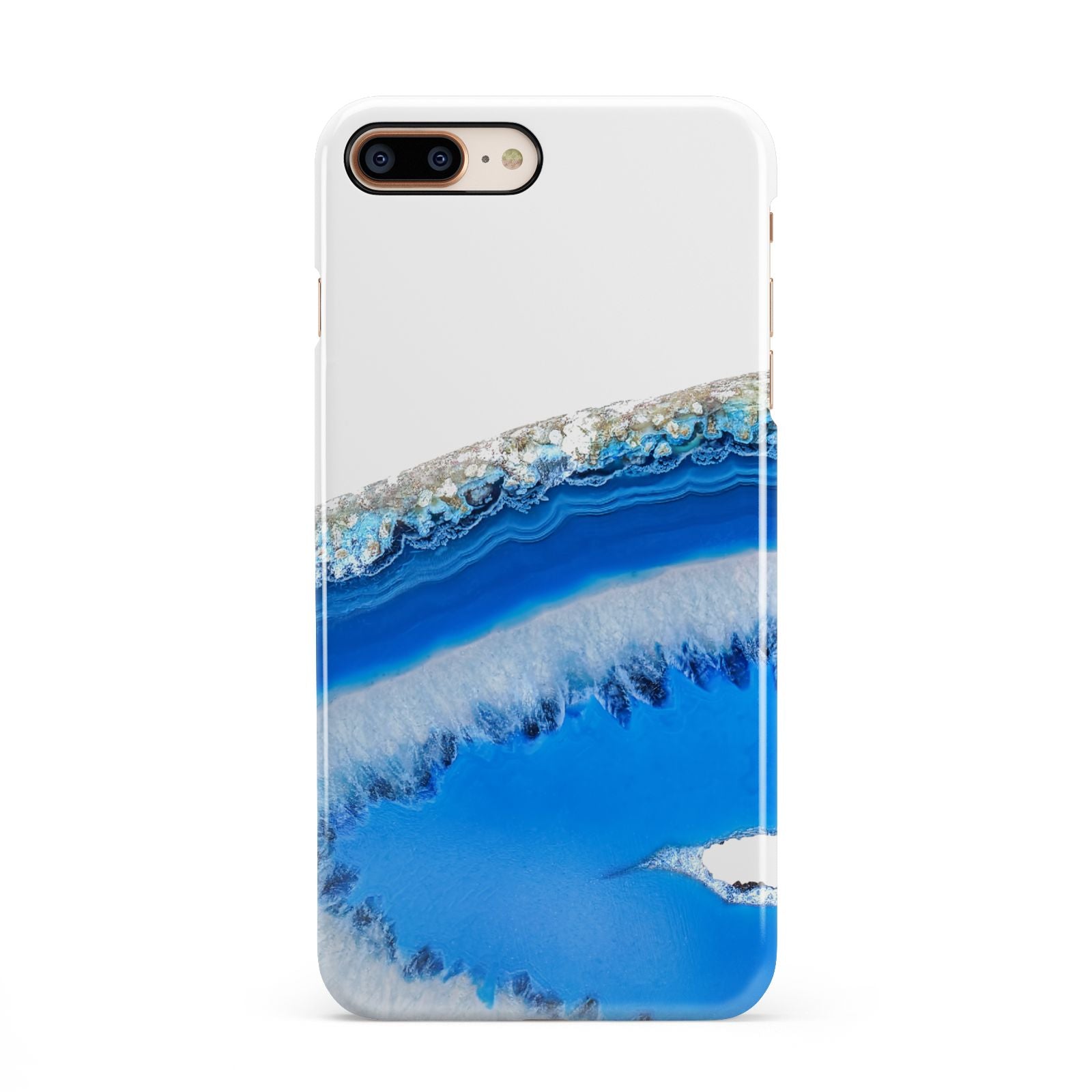 Agate Blue iPhone 8 Plus 3D Snap Case on Gold Phone