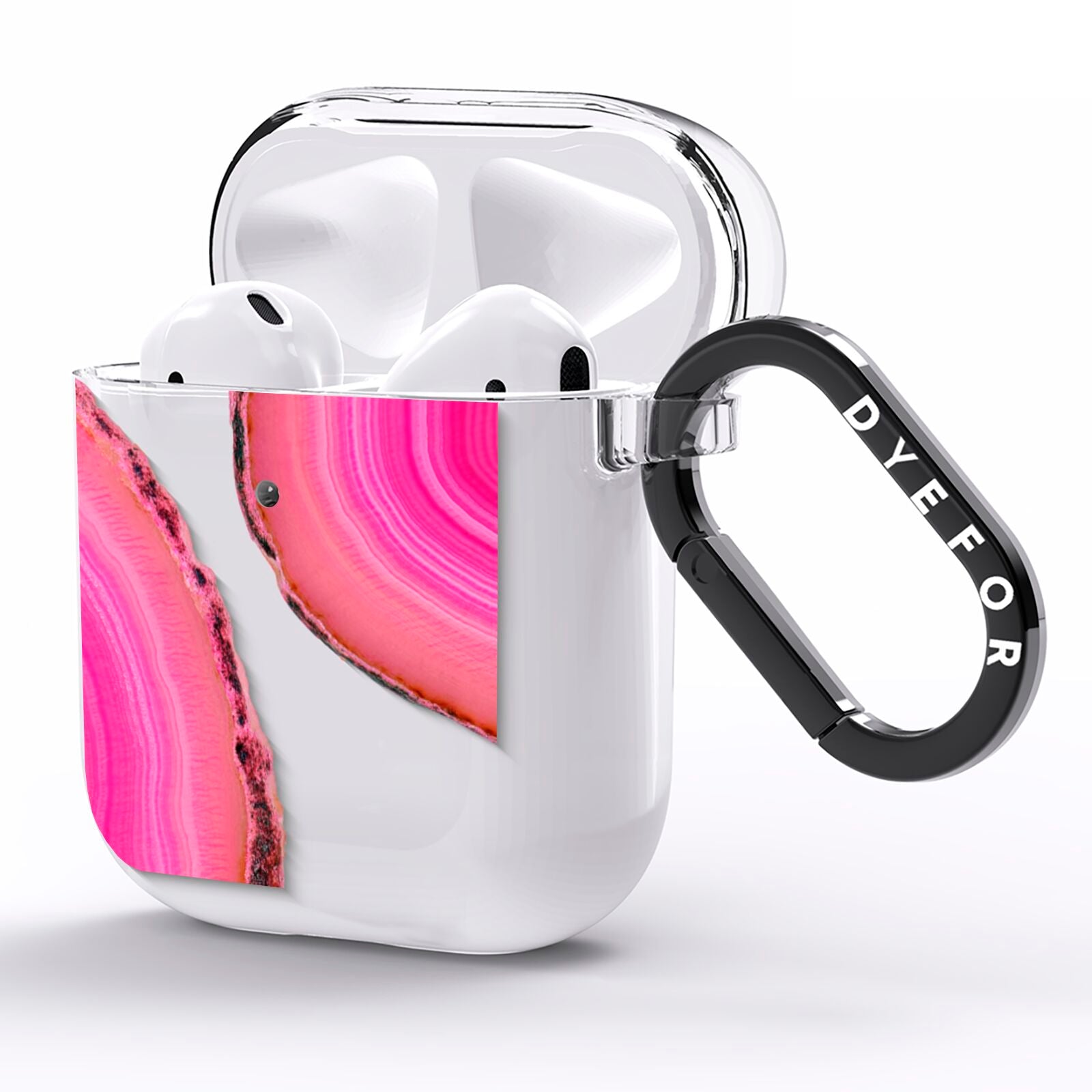 Agate Bright Pink AirPods Clear Case Side Image