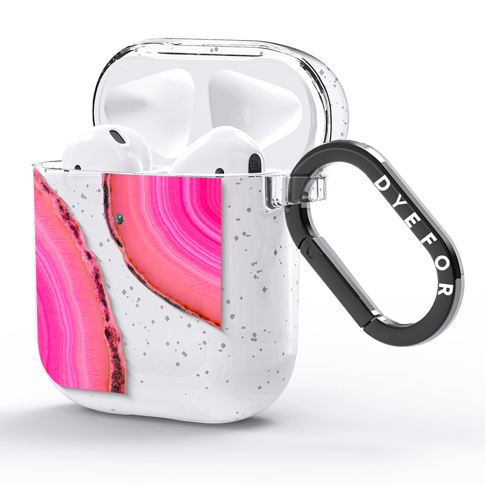Agate Bright Pink AirPods Glitter Case Side Image