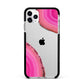 Agate Bright Pink Apple iPhone 11 Pro Max in Silver with Black Impact Case