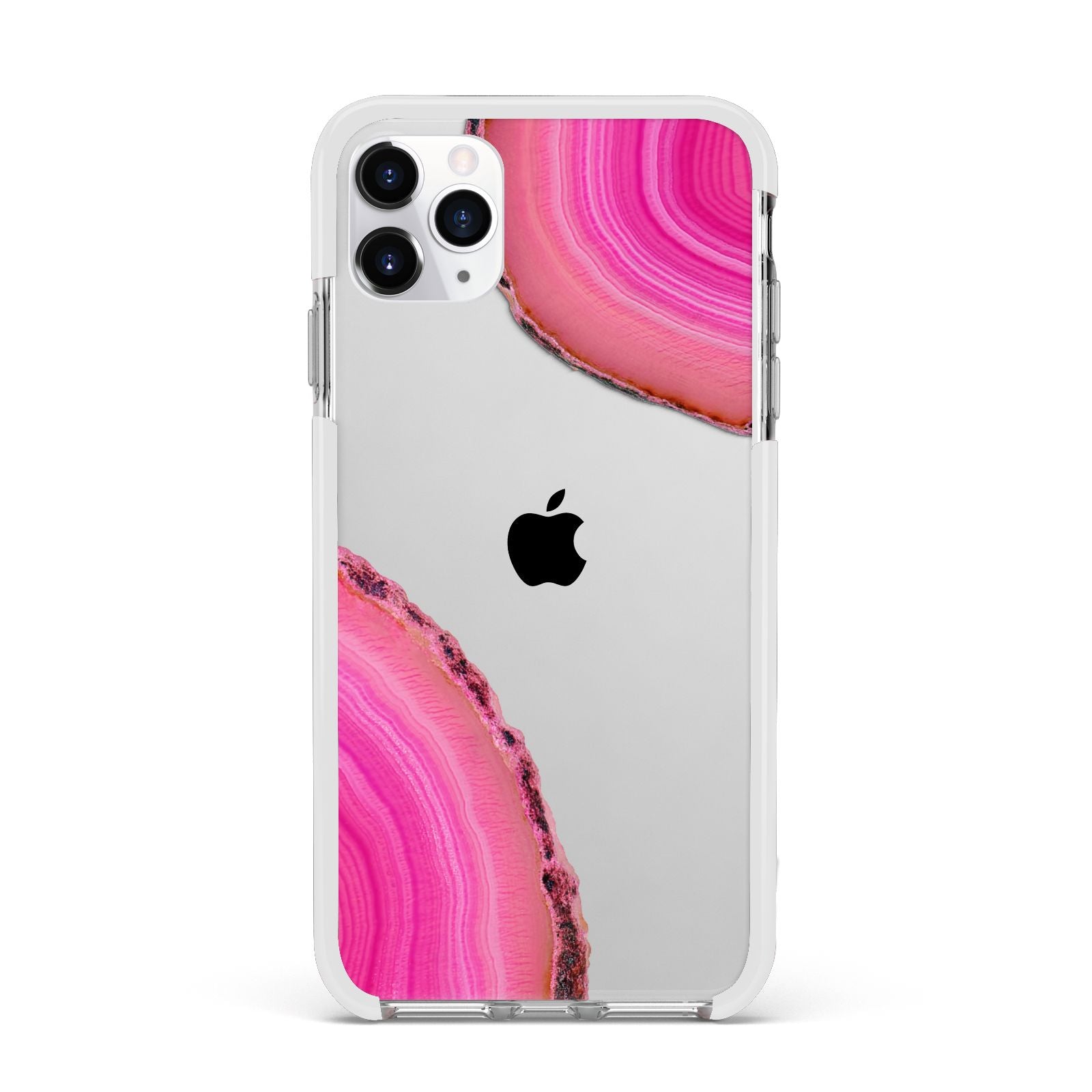 Agate Bright Pink Apple iPhone 11 Pro Max in Silver with White Impact Case