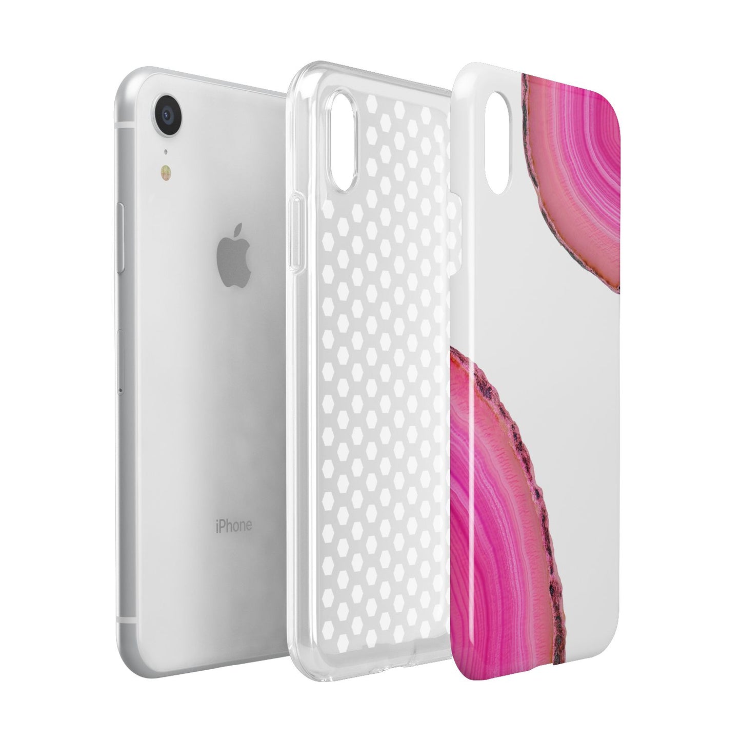 Agate Bright Pink Apple iPhone XR White 3D Tough Case Expanded view