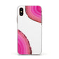 Agate Bright Pink Apple iPhone Xs Impact Case White Edge on Gold Phone