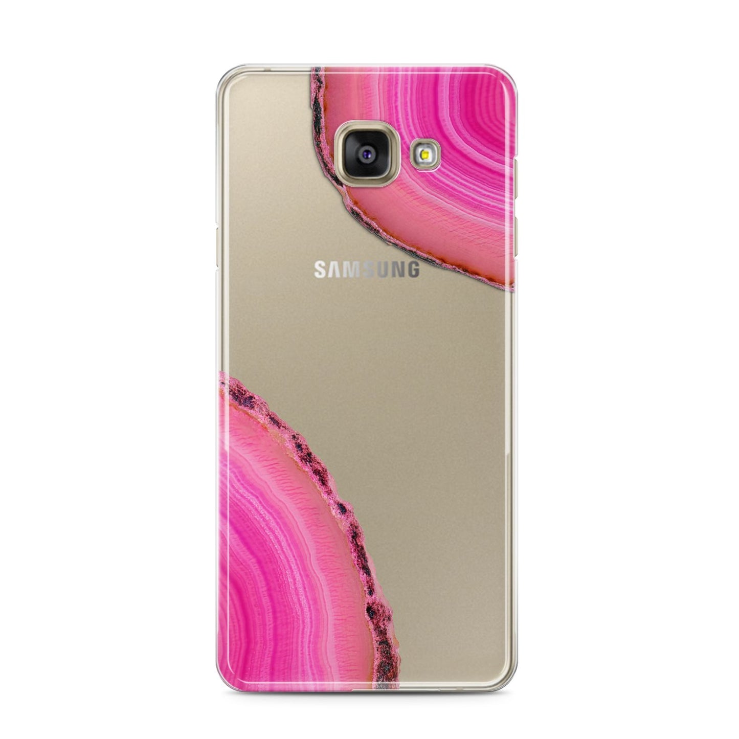 Agate Bright Pink Samsung Galaxy A3 2016 Case on gold phone